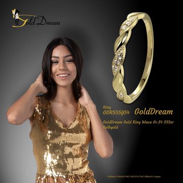 GoldDream Goldring GoldDream Gold Ring Wave Gr.54 333er (Fingerring), Damen Ring Wave, 54 (17,2), 333 Gelbgold - 8 Karat, gold, weiß
