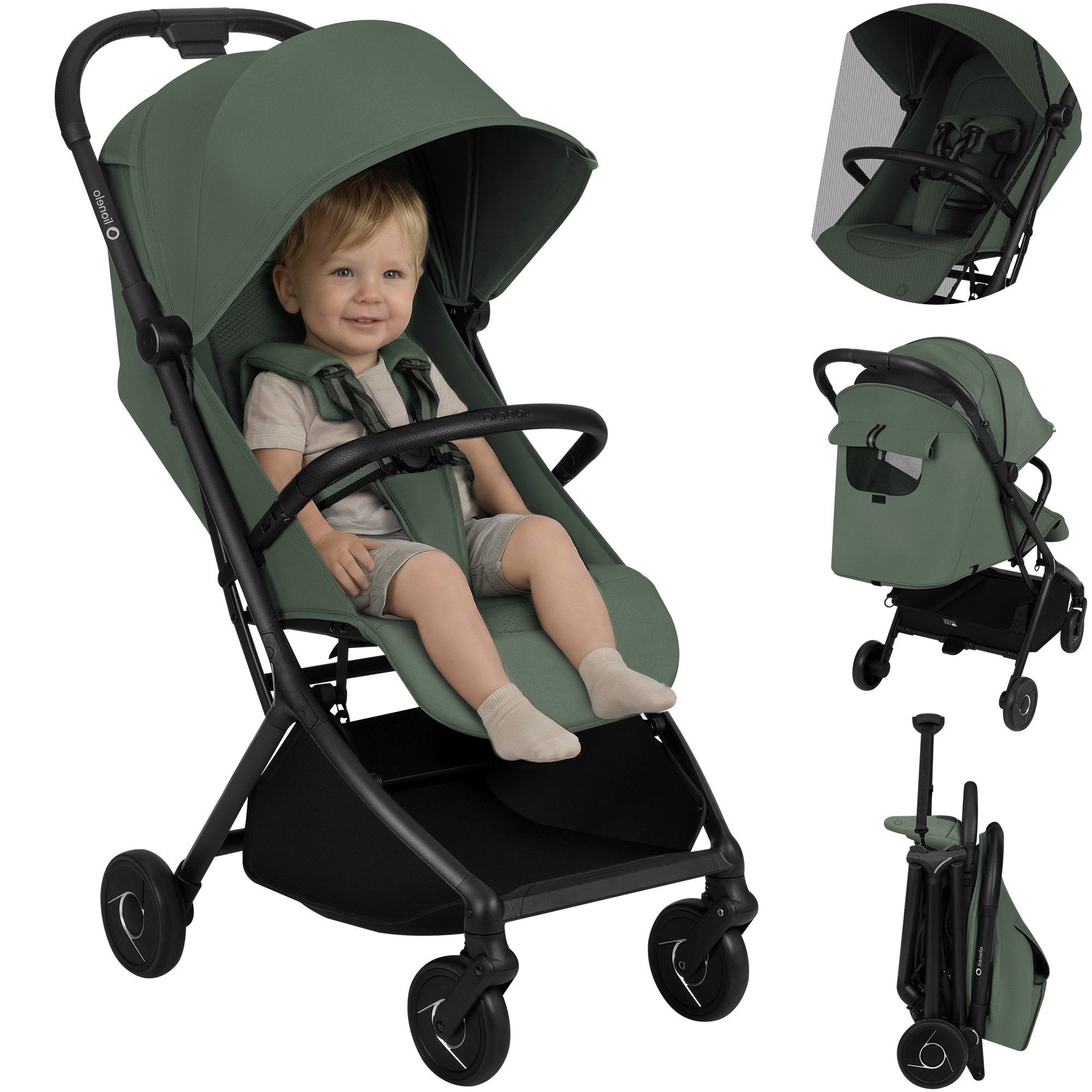 lionelo Kinder-Buggy SIA, (Set), Ultraleicht 5,9kg/18×51×49/Click&Ride/inGrip/Dri-Seat/UPF50+