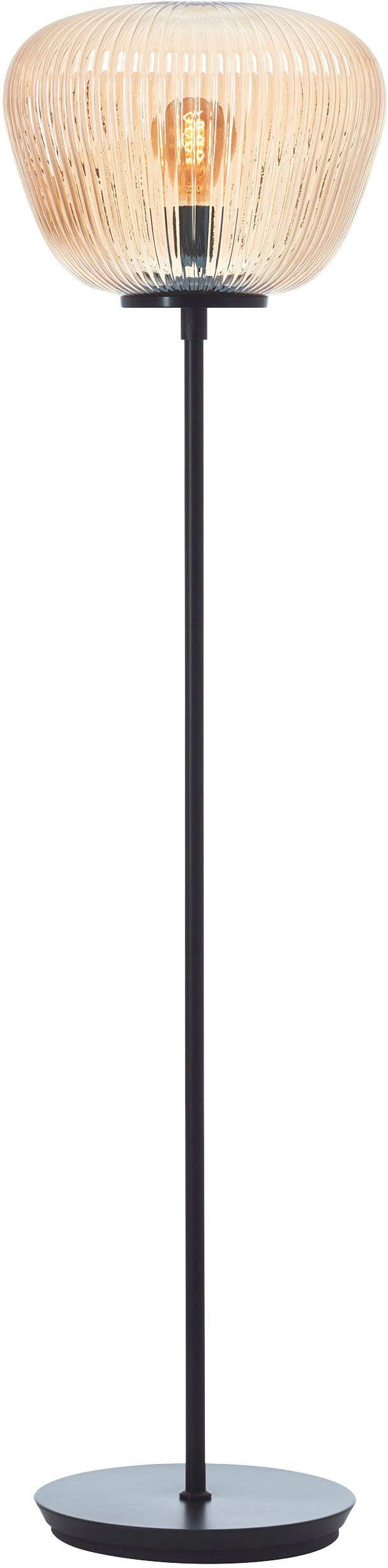 Brilliant Stehlampe Kaizen, ohne Leuchtmittel, Riffelglas, 140 x 35 cm, E27, Amber-Bernsteinfarben