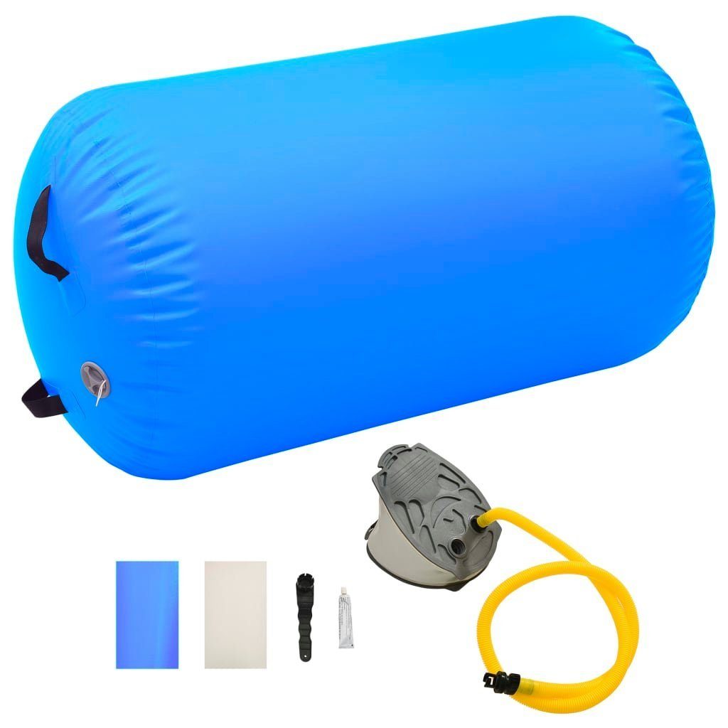 vidaXL Trainingsmatte Aufblasbare Gymnastik-Rolle mit Pumpe 100x60 cm PVC Blau