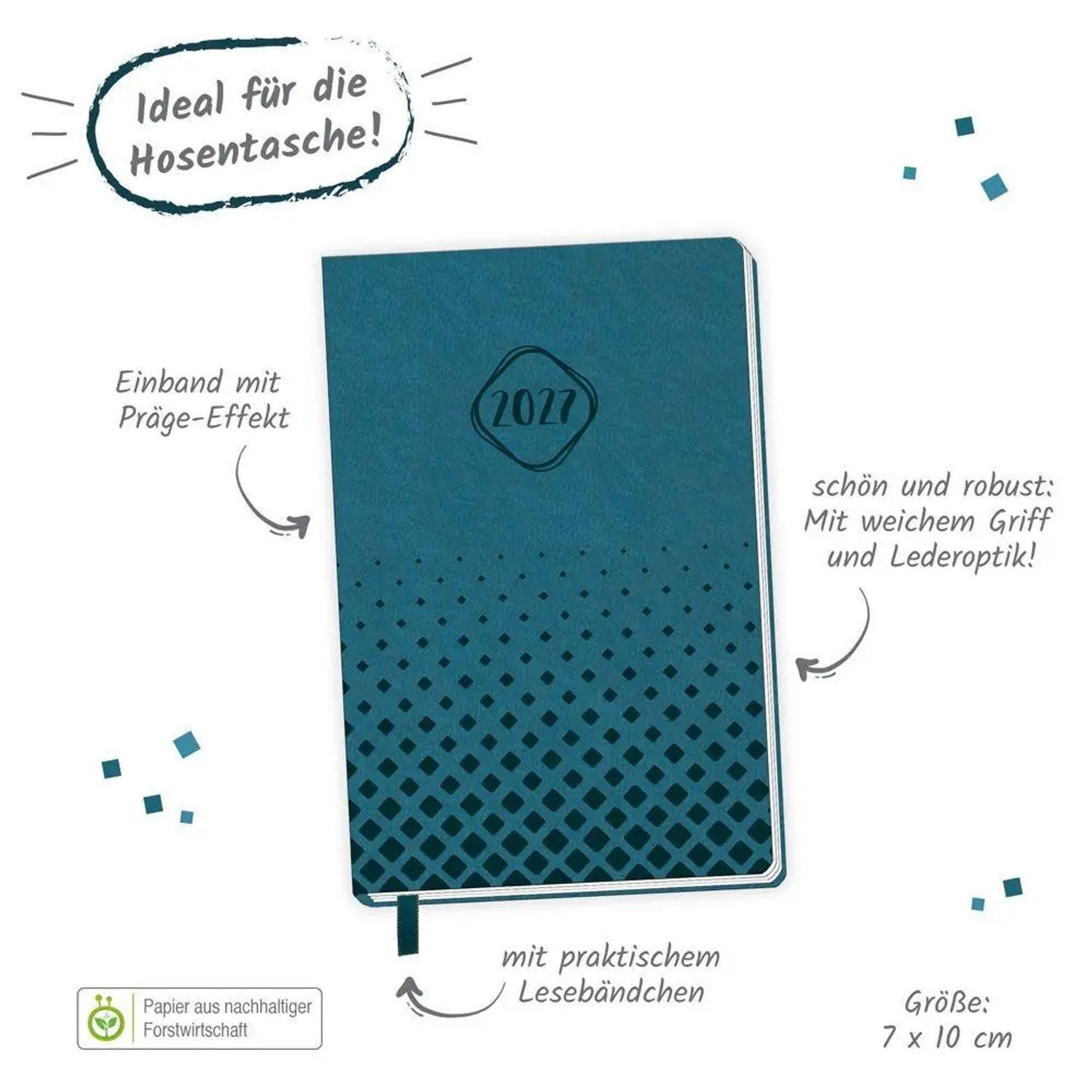 Trötsch Verlag Taschenkalender TRÖTSCH - Taschenkalender A7 Soft Touch Petrol 2027
