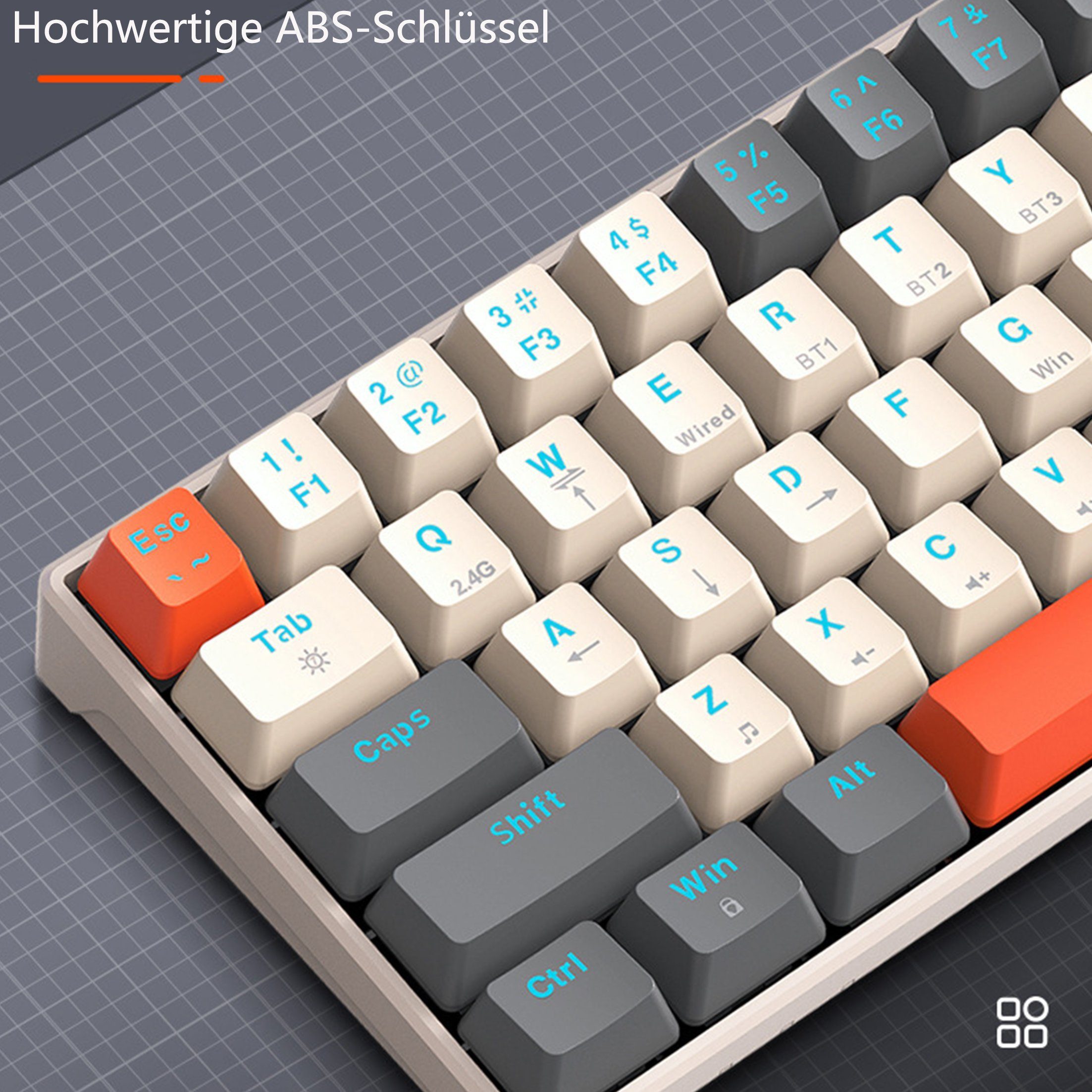 KINSI Mechanische Tastatur,Kabellose/Kabelgebundene Tastatur,Bluetooth Gaming-Tastatur (RGB-Beleuchtung)