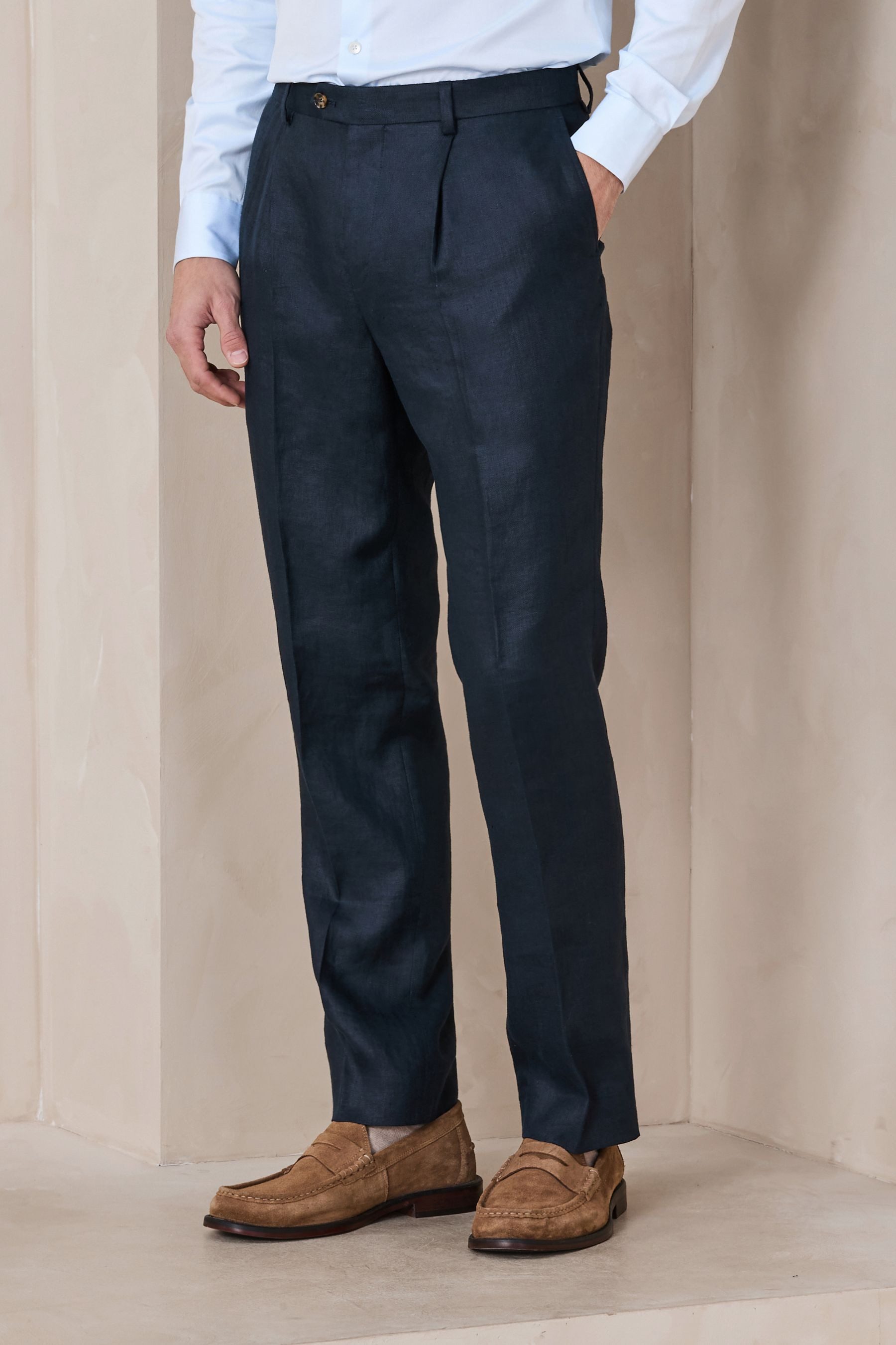 Next Anzughose N. Premium Tailored Fit Anzughose aus 100 % Leinen (1-tlg)