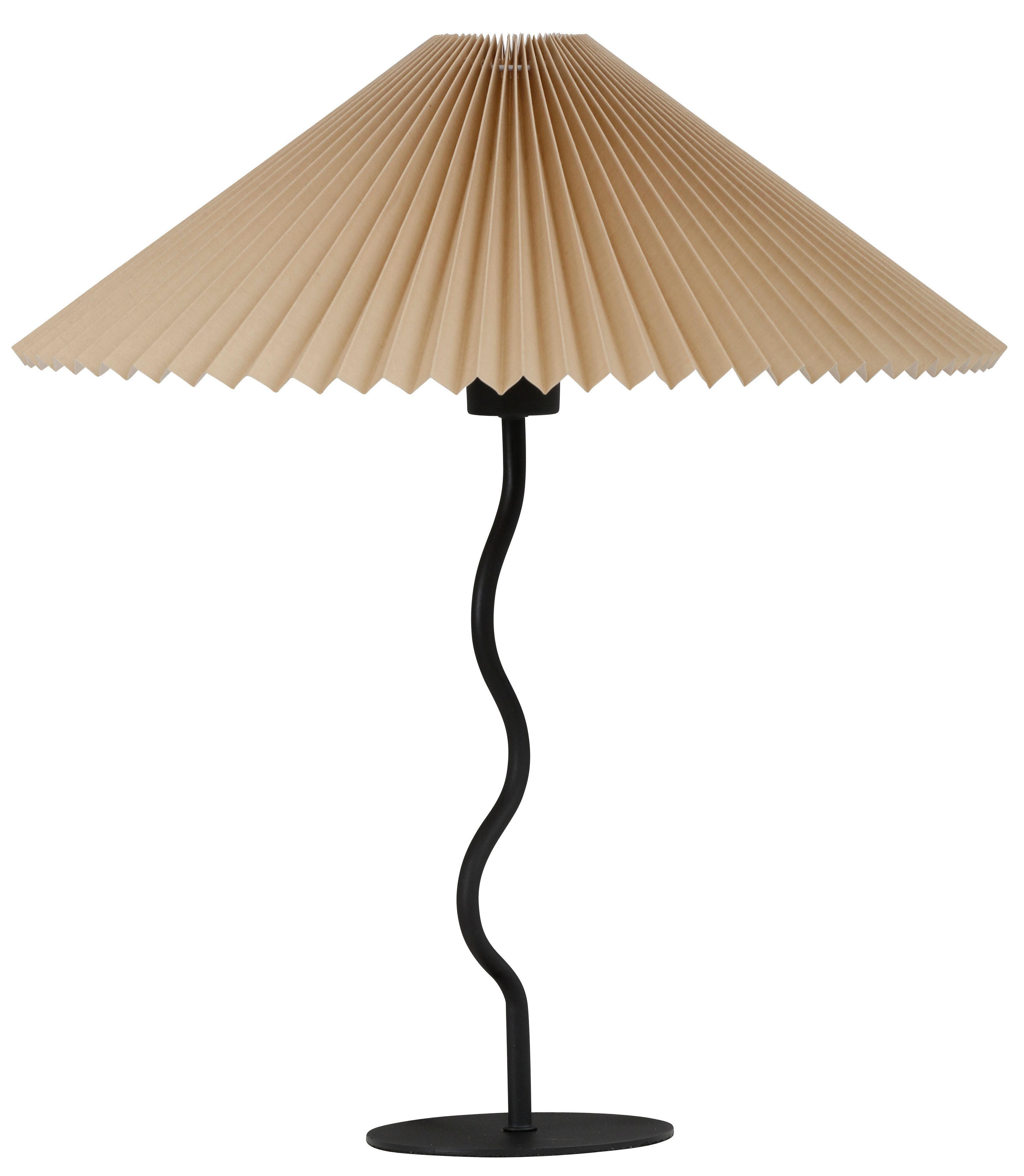 Optik in ohne Lena Tischleuchte Letty, Home schwarz/beige Plisseeoptik Leuchtmittel, Papierlampe Sonnenschirm Gercke LeGer by Stoffschirm Tischlampe,