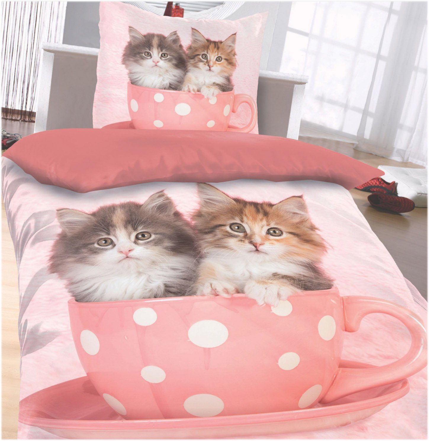 KH-Haushaltshandel Bettwäsche Motiv Wende Bettwäsche, 135 x 200 + 80x80cm, günstig online kaufen