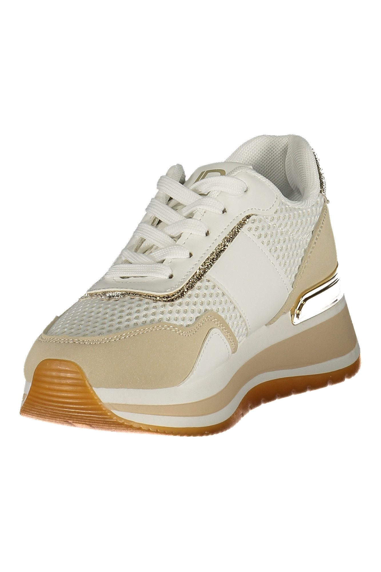 Laura Biagiotti Sneaker Sportliche Damenschuhe in Weiß mit gold-beigen