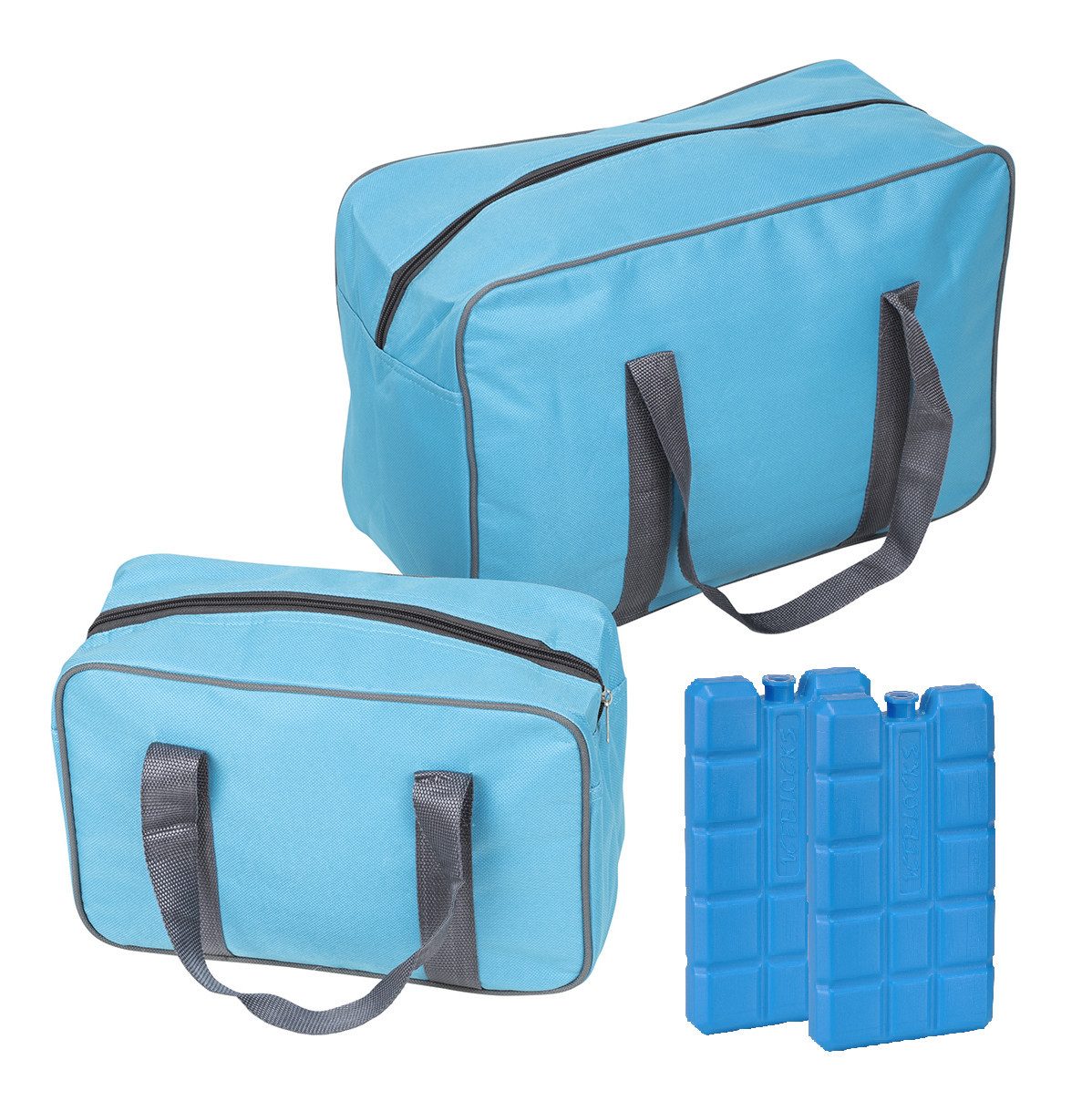 Haushalt International Kühltasche 2er-Set, Isoliertaschen 7 & 24 Liter Fassungsvermögen, inkl. 2 Stück Kühlakkus, drei verschiedene Farben