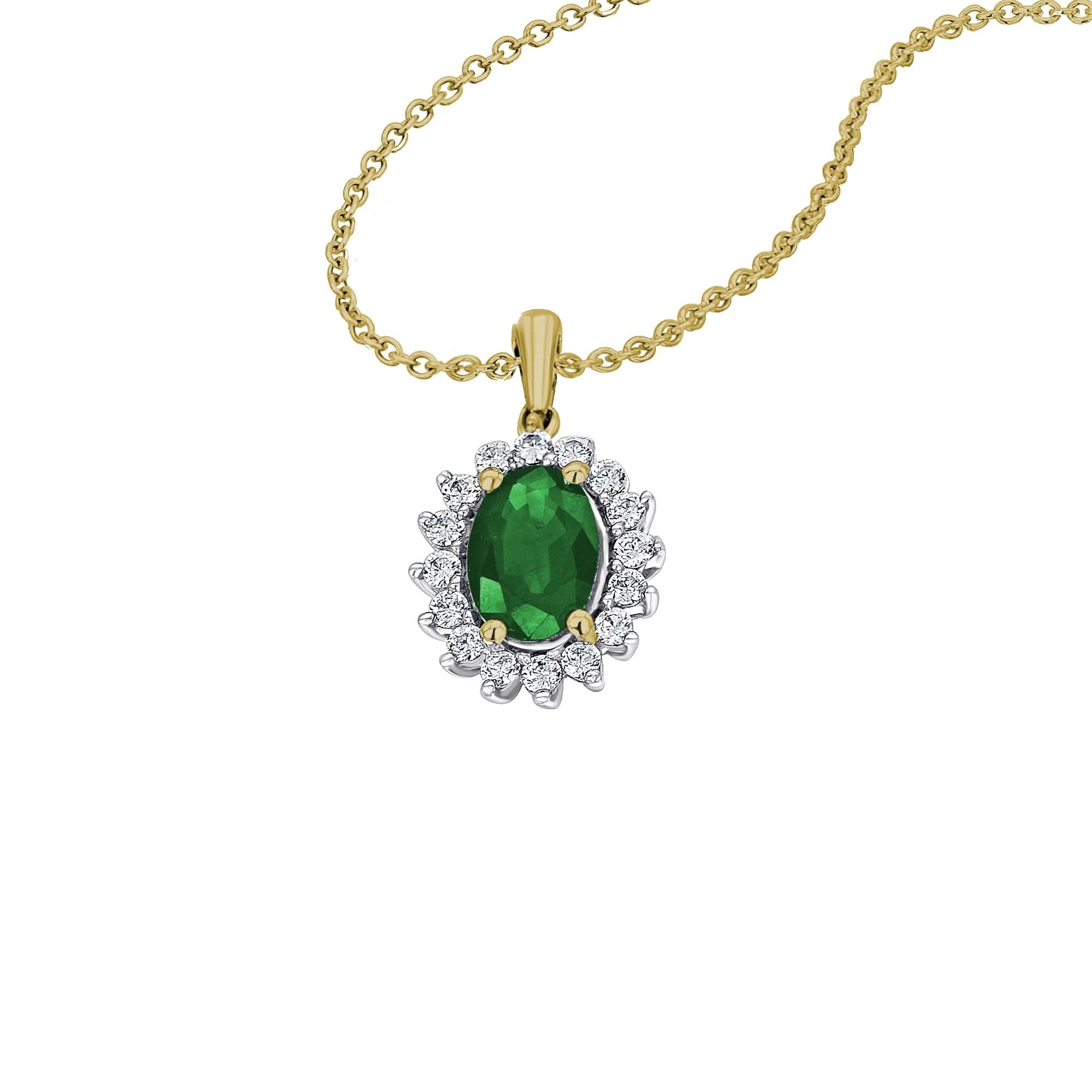 ONE ELEMENT Kettenanhänger 0,25 ct Diamant Brillant Smaragd Anhänger aus 585 Gelbgold, Damen Gold Schmuck