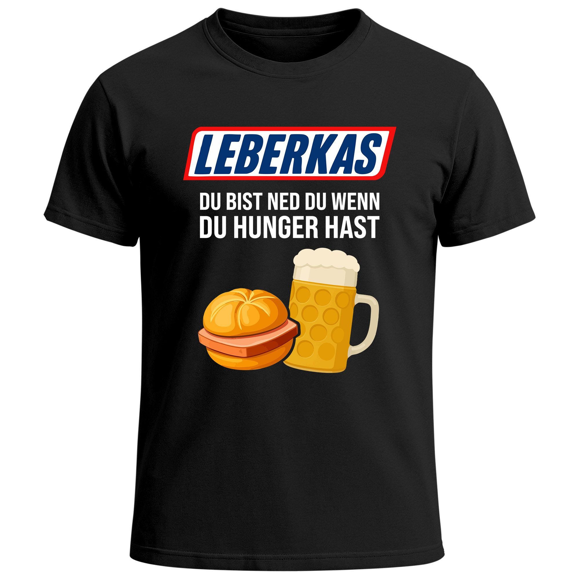 Print-Shirt Herren T-Shirt für das Oktoberfest Leberkässemmel Leberkas Maßkrug