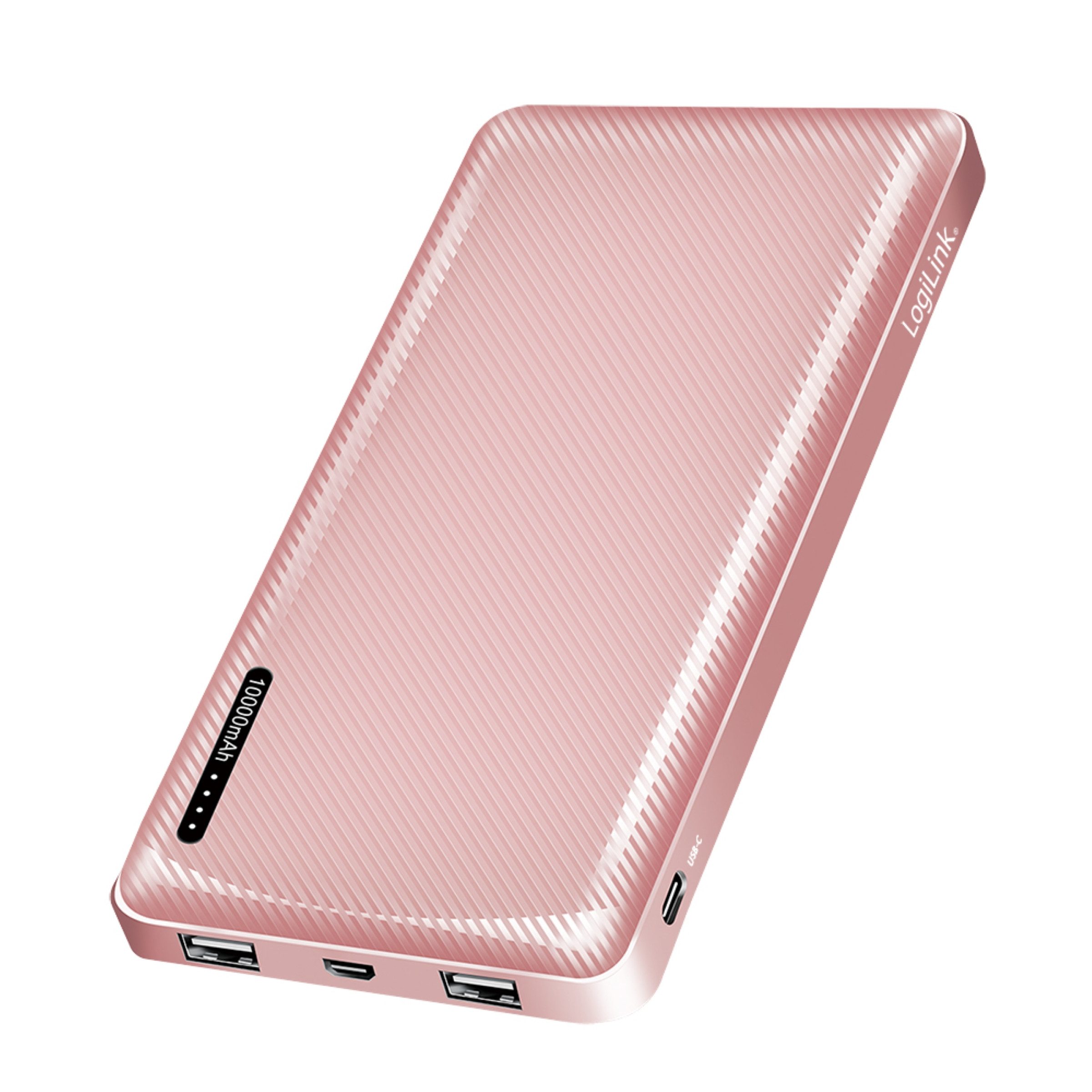 LogiLink Powerbank 10000mAh USB C 3 Geräte LED Ladeanzeige Powerbank Powerbank mit USB Anschlüssen 10000 mAh (5 V), 10000mAh USB C LED Anzeige 3 Geräte gleichzeitig kompakt