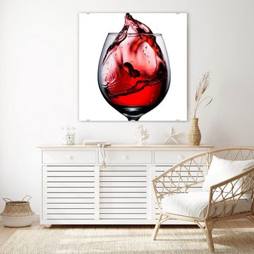 Primedeco Glasbild Wandbild Quadratisch Rotwein Splash mit Aufhängung, Getränke