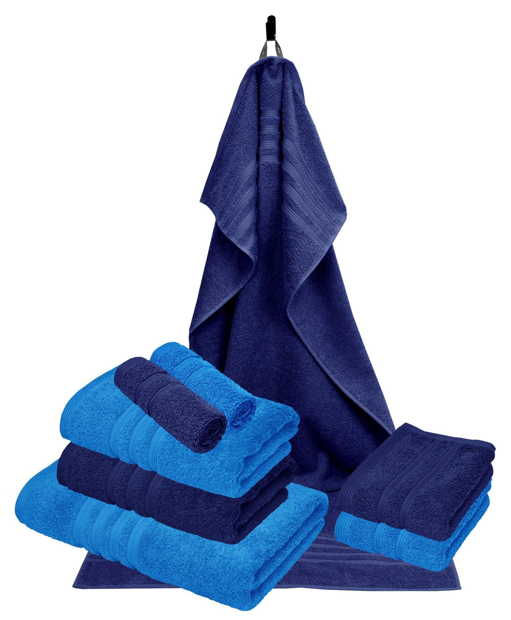 Lashuma Handtuch Set London, Frottee, (Set, 8-tlg), Blaue  Baumwollhandtücher im Handtuchset | Handtuch-Sets