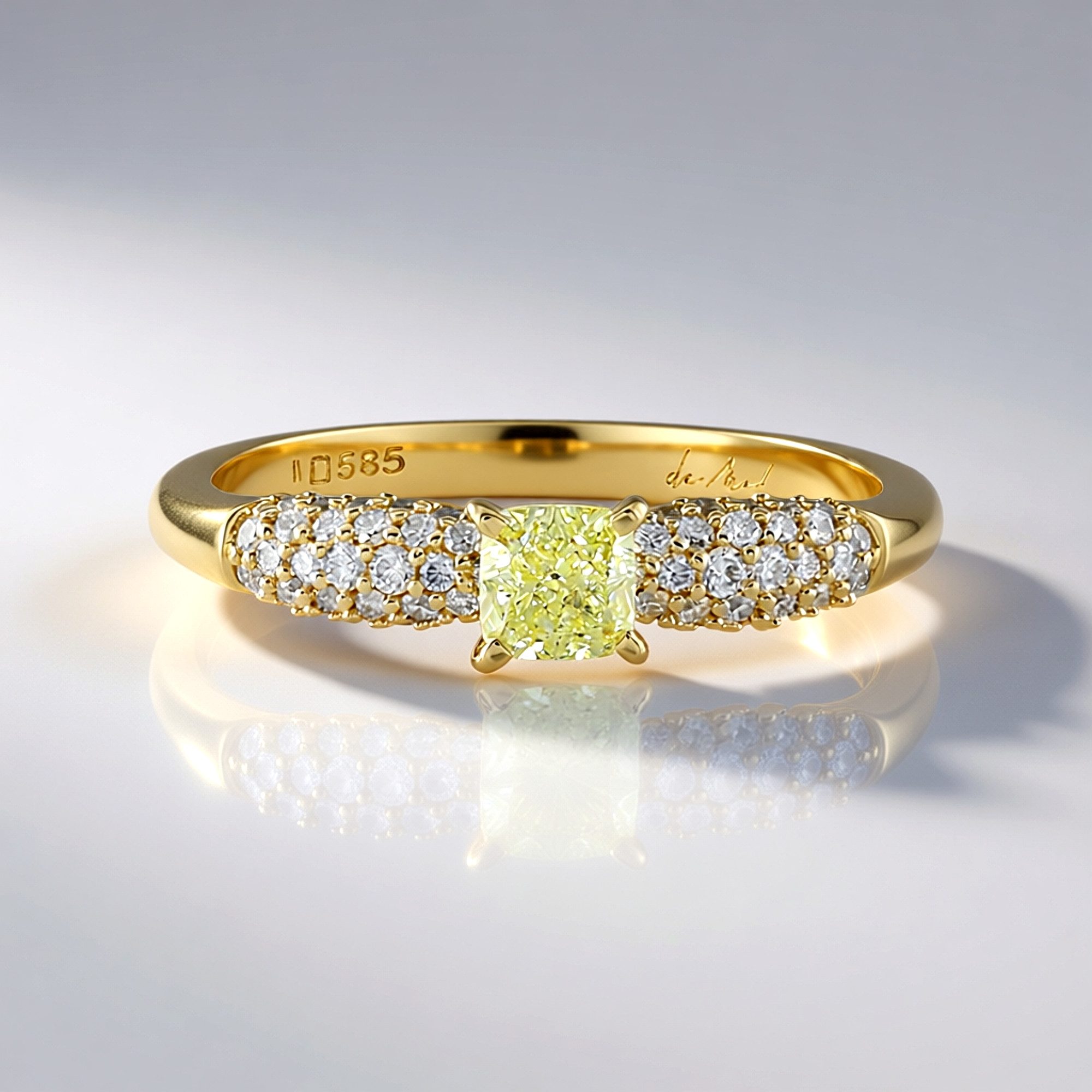 Cavill Diamantring Cavill Gelbgoldring mit 0,34 ct gelbem Diamant und Brillanten (1-tlg)