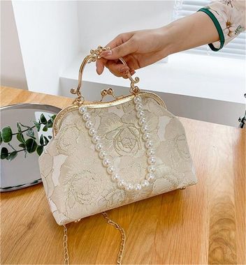 Fivejoy Abendtasche Damen handtasche aus Spitze, hochwertige Umhängetasche mit Perlendruck