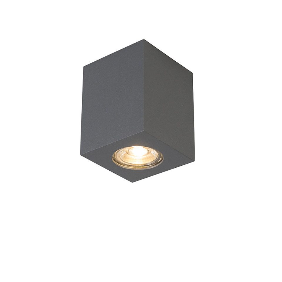 Qazqa LED Aufbaustrahler Quba, ohne Leuchtmittel, Warmweiß, QAZQA Aufbau­spot, gu10, Dunkelgrau, Stahl, Design