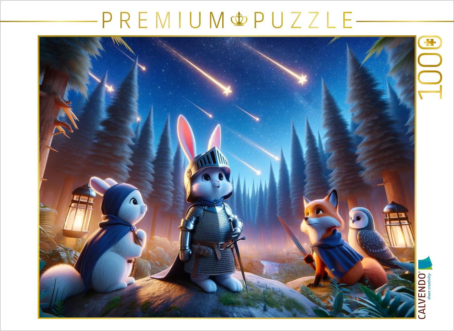 CALVENDO Puzzle CALVENDO Puzzle Die nächtliche Sternenjagd der mutigen Tier-Ritter, 1, 1000 Puzzleteile