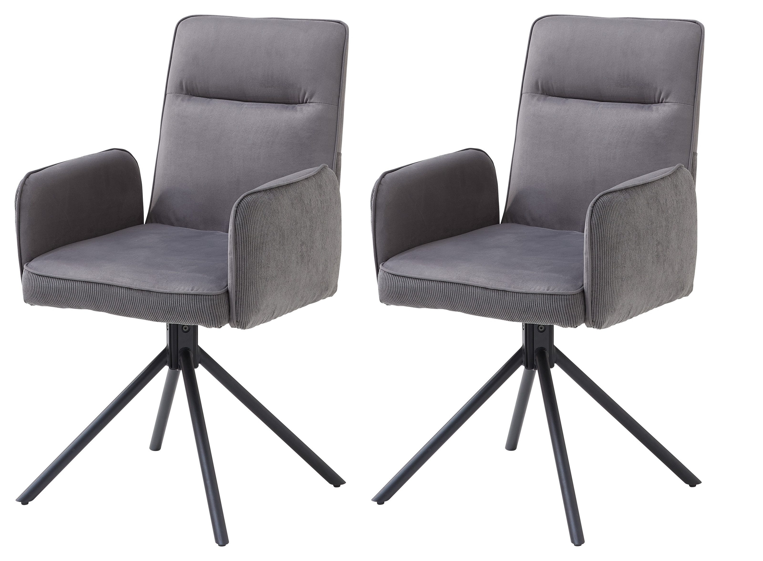 PREISBRECHER Armlehnstuhl Solea (2er Set), (2er Set) drehbar, grau, schwarz - 53x92x59 (BxHxT)