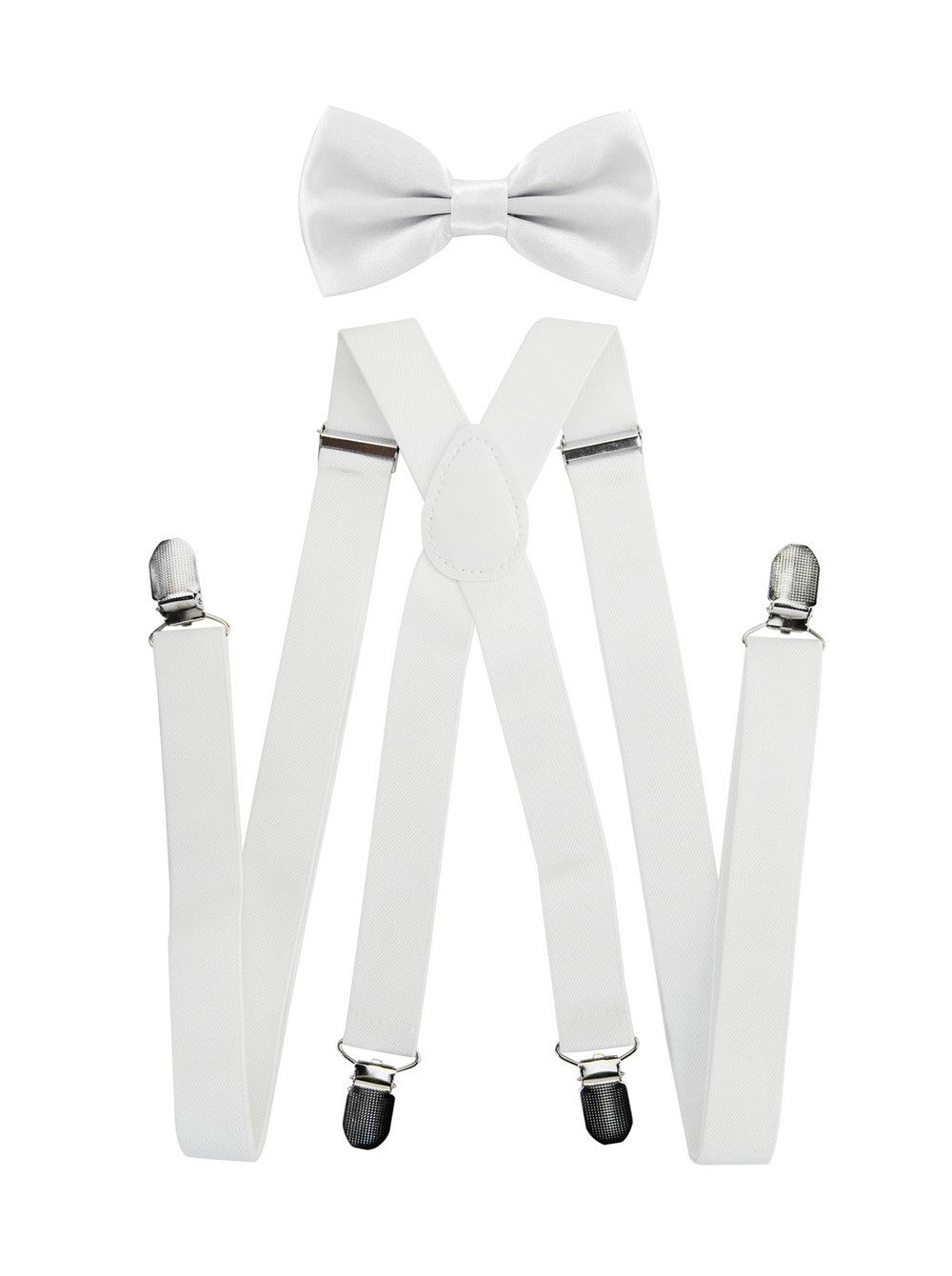 axy Hosenträger Herren Hosenträger mit Fliege Set (2-St., 2er Set) 4 Stabile Clips X-Form 2,5cm Breit verstellbar und elastisch