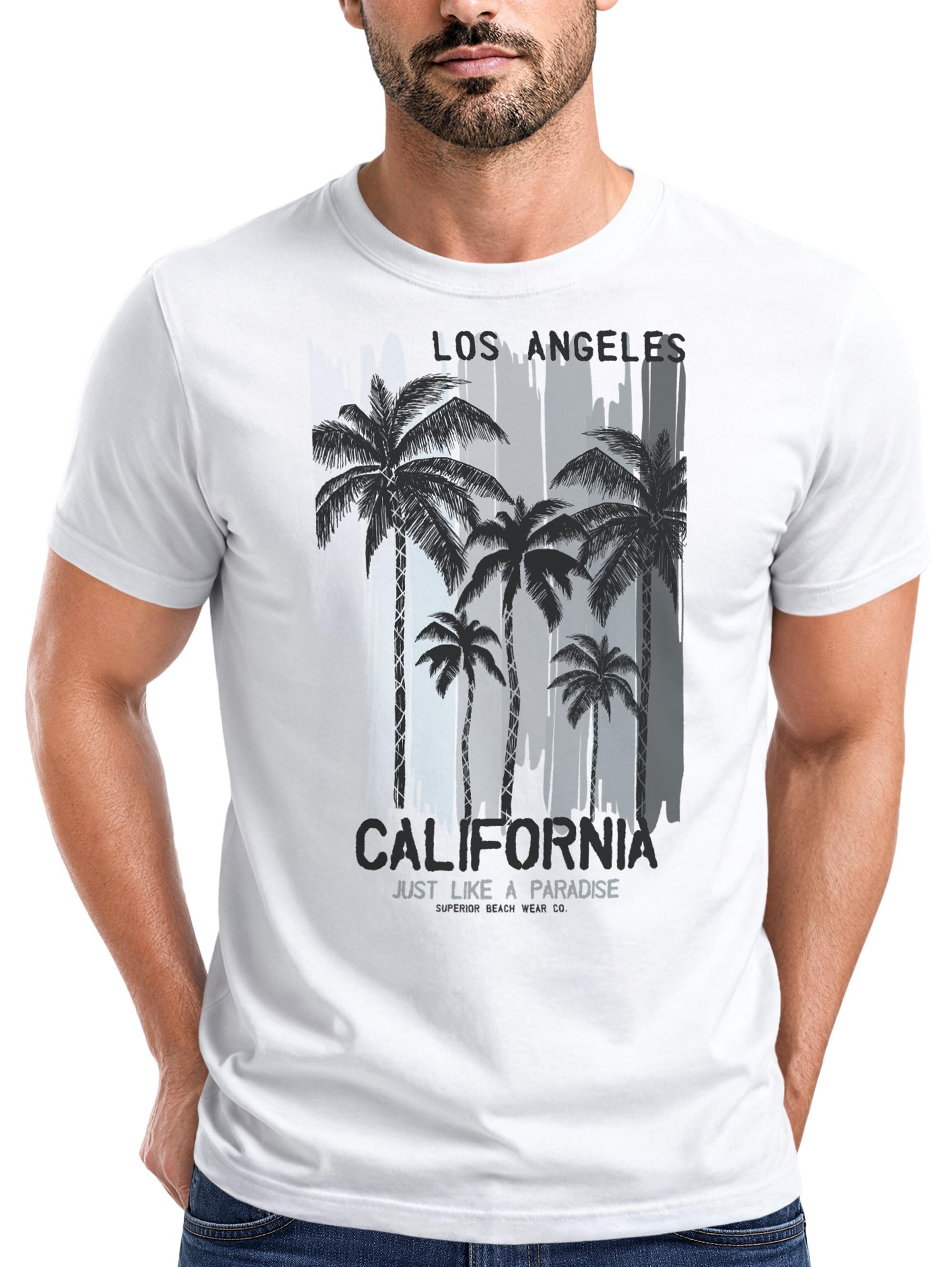 Neverless Neverless Print-Shirt Neverless® Herren T-Shirt Los Angeles California USA Sommer Bedruckt mit Print