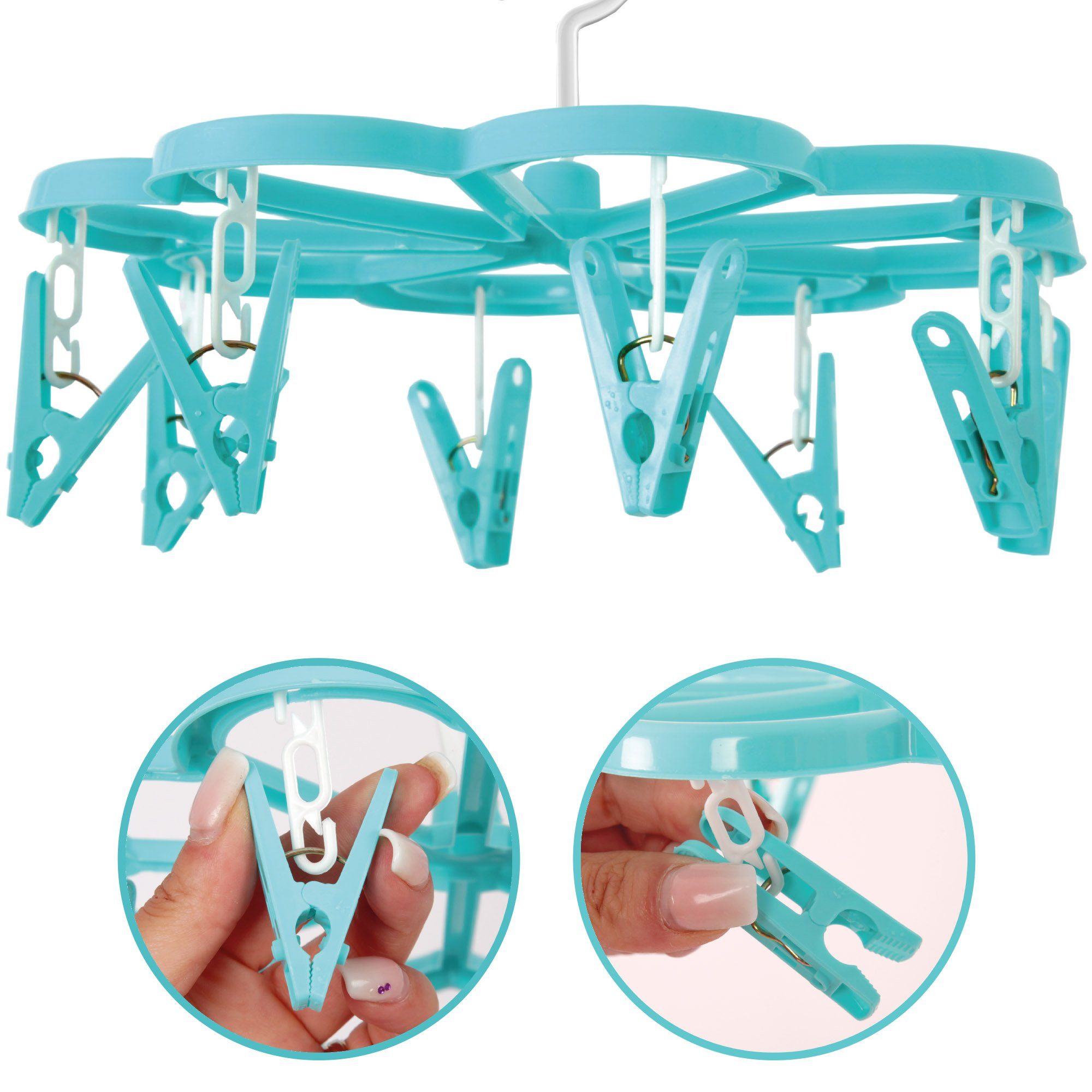 Bestlivings Wäscheständer HT-04753, 4 Stück - 13 Klammern - Mini Wäschespinne zum Aufhängen – Bild 4 von 5