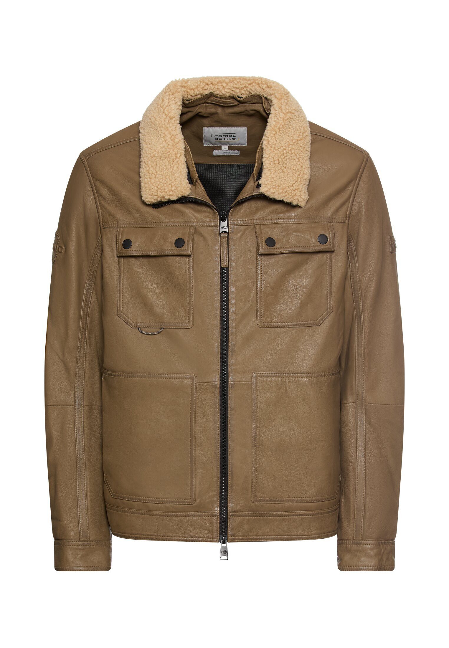 Lederjacke mit Brusttaschen Langarm