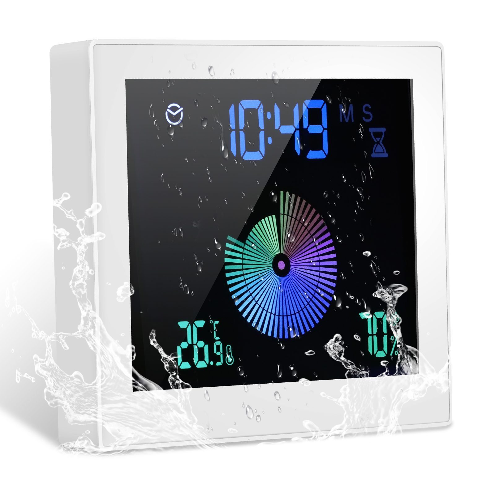 BlingBin Badezimmeruhr Wasserdichte Digitale Badezimmer-Duschuhr (mit  Temperatur Luftfeuchtigkeit)