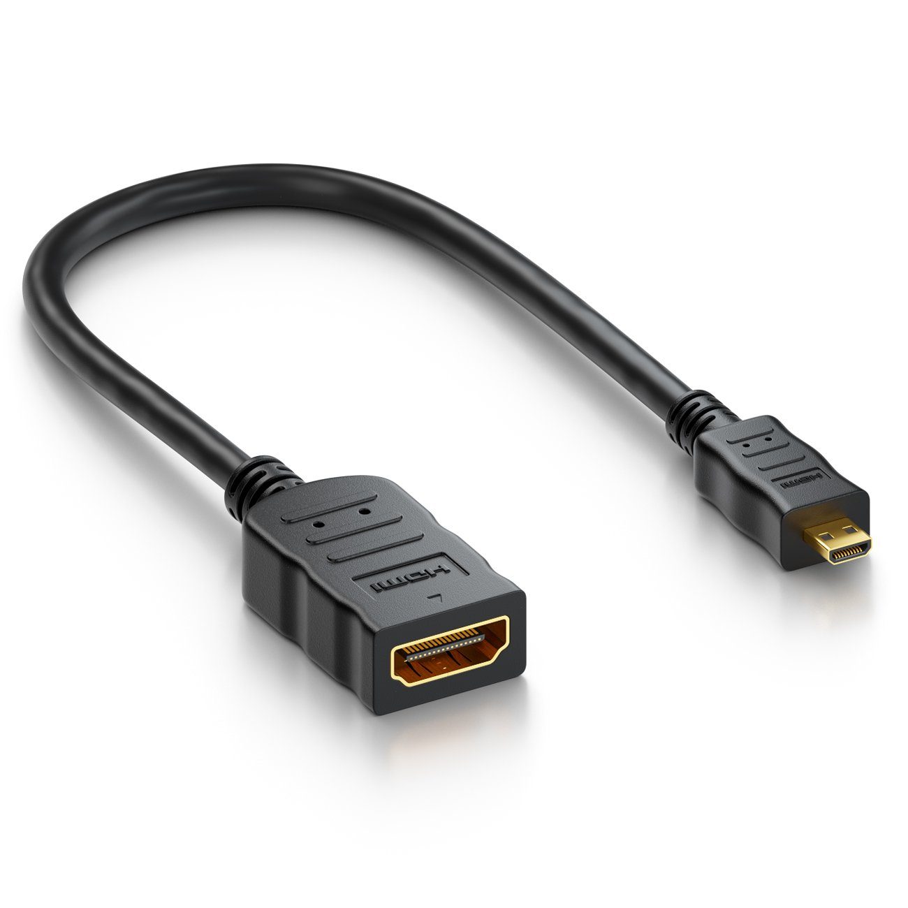 deleyCON deleyCON Micro HDMI Portsaver Micro HDMI Stecker auf HDMI Buchse HDMI-Kabel