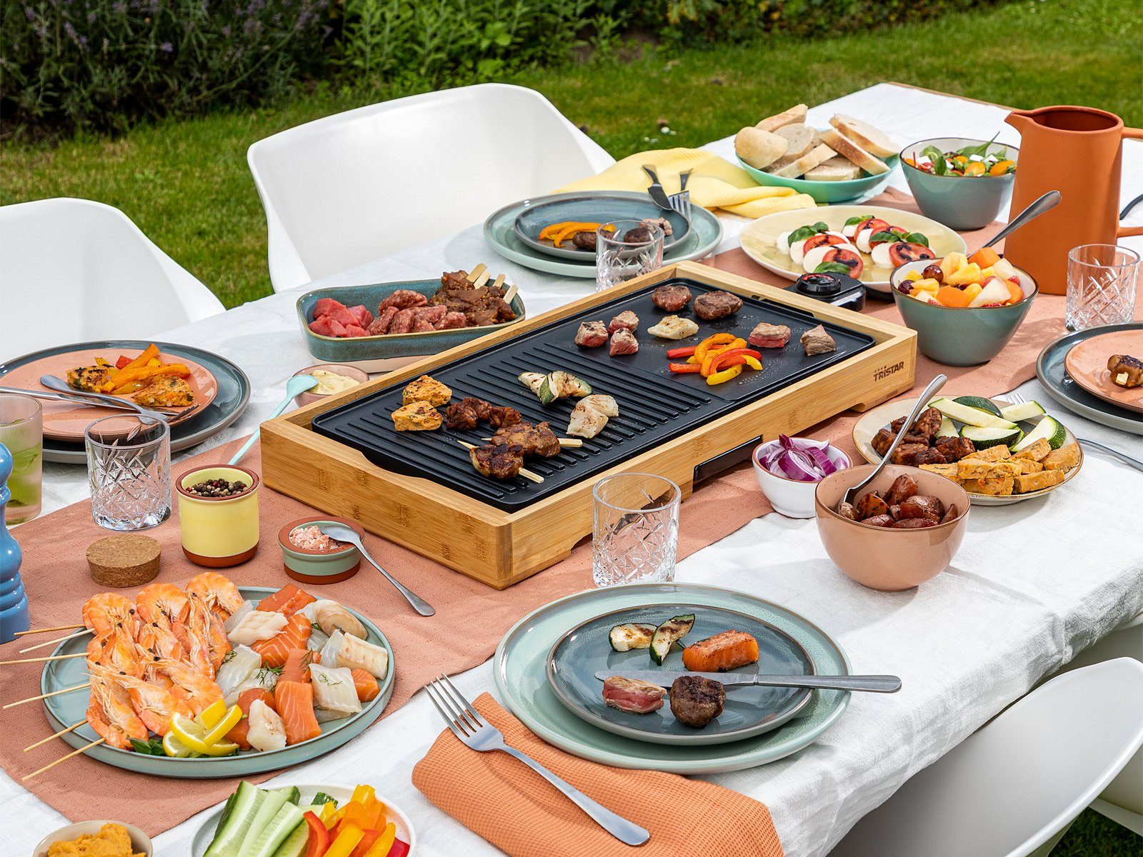 Tristar Tischgrill, 2200 W, Elektrischer Indoor Elektro-Grill mit großer Grillfläche 51x25cm