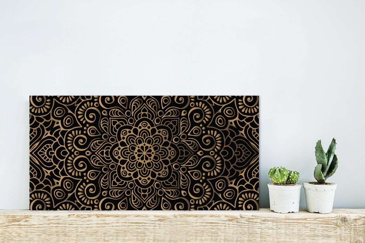 MuchoWow Metallbild Goldenes Muster auf schwarzem günstig online kaufen