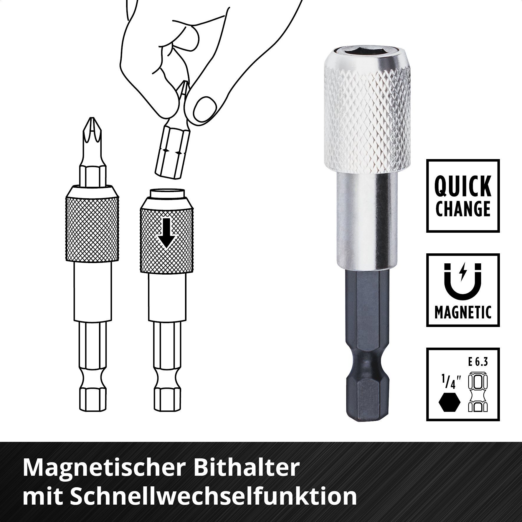 Bits, 42-tlg. Einhell Magnethalter, M-CASE 50-mm Bit-Set, 25-mm, Steckschlüssel Bit-Set