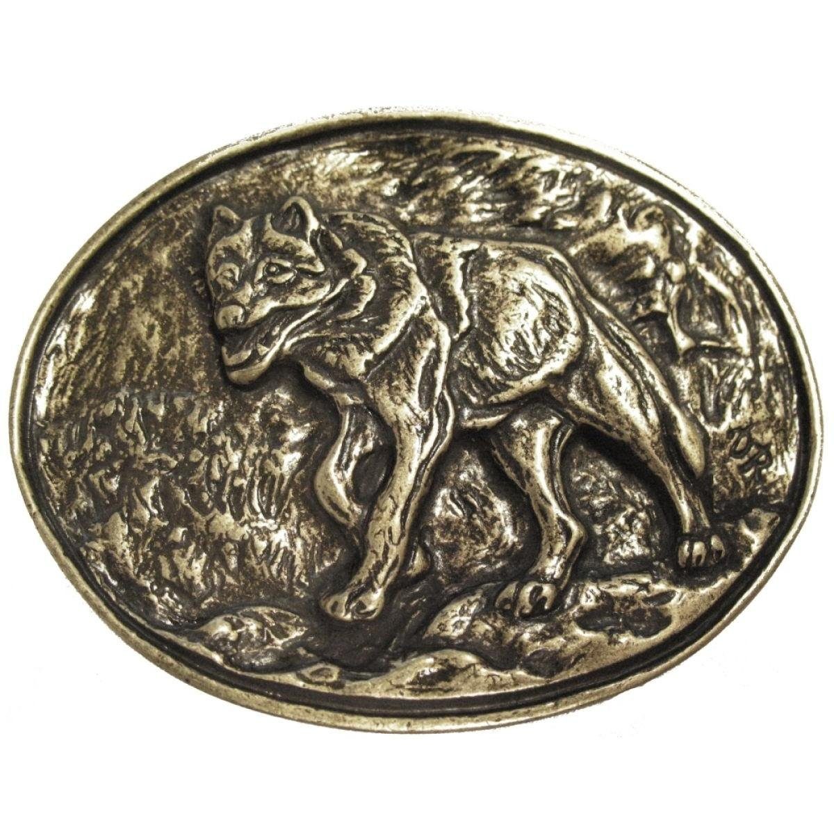 Gürtelschnalle Wolf 4,0 cm - Buckle Wechselschließe Gürtelschließe 40mm - für Jagd-Ou