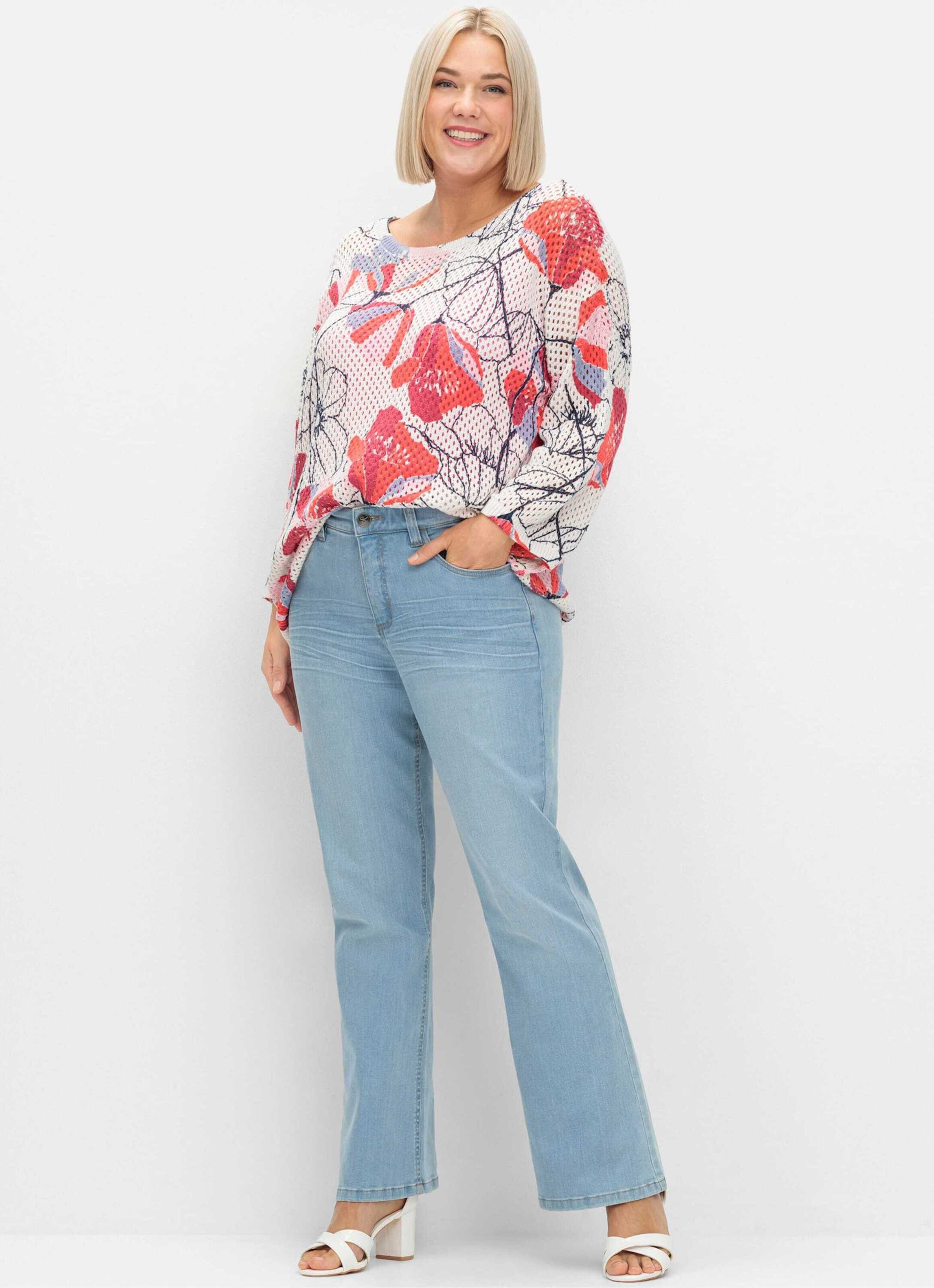 Sheego Bequeme Jeans Bootcut-Jeans mit Used-Effekten, extralang günstig online kaufen