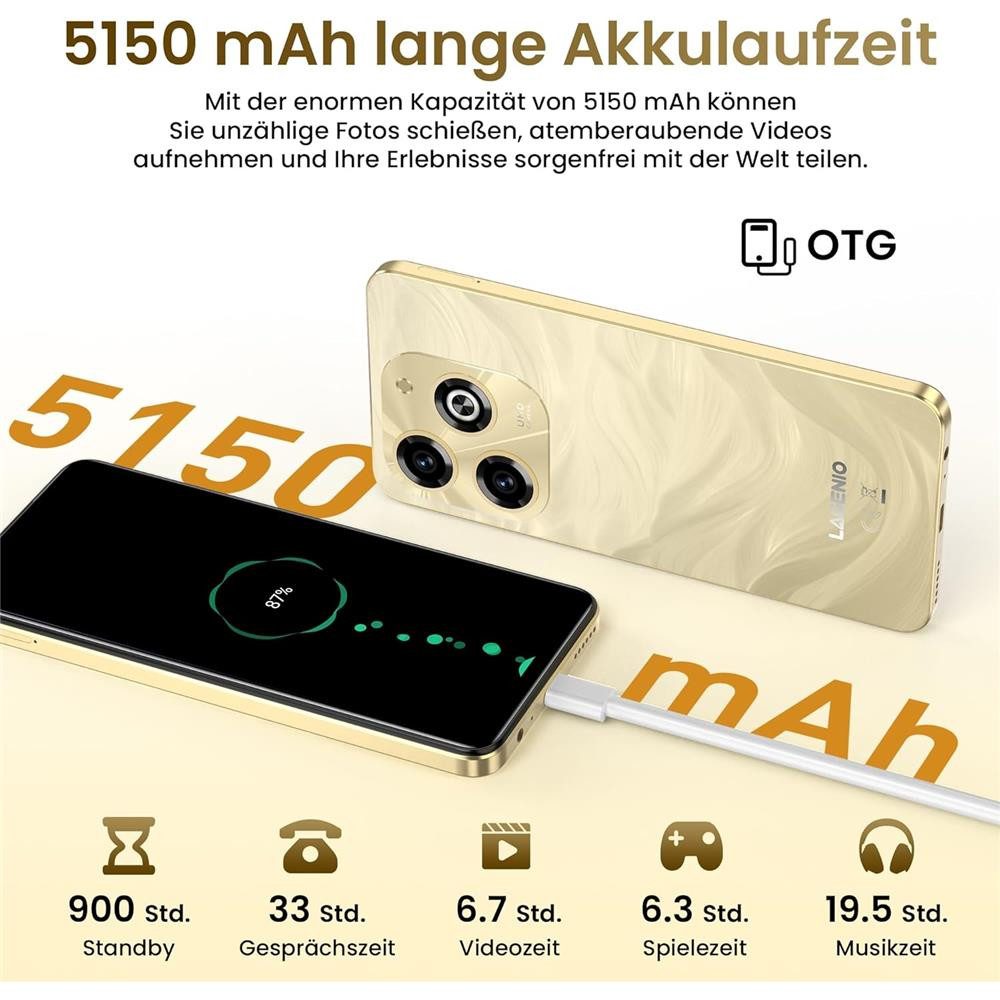 LAGENIO A11 Pro 6,7" Fingerabdruck Gesichtserkennung 50MP 5150 mAh 24/256GB Smartphone (50 MP Kamera, gute Kamera, lange Akkulaufzeit, 120 Hz Display, Handy ohne Vertrag)