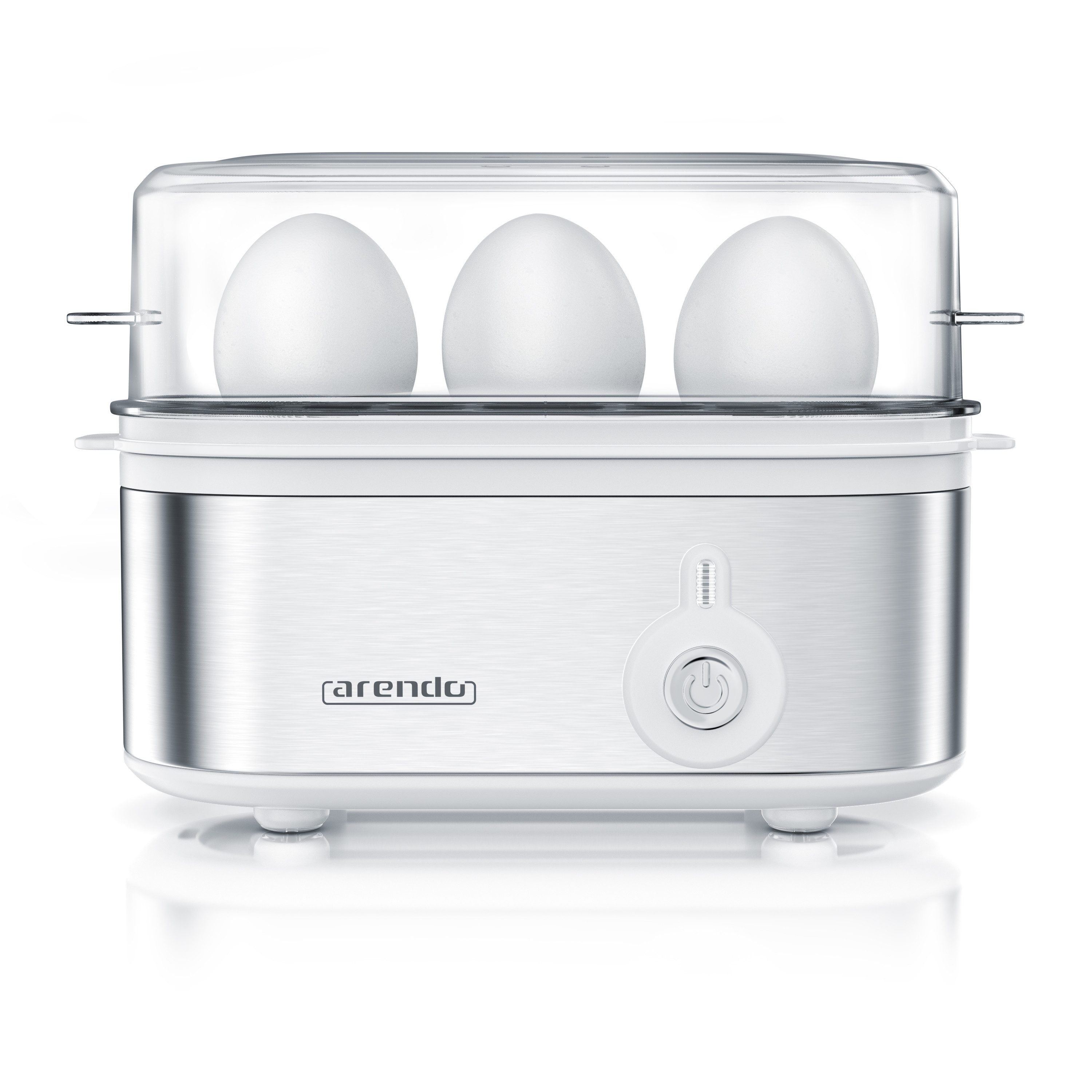 Arendo Eierkocher 3-fach, Edelstahl, Ein / Aus-Schalter, frei wählbarer Härtegrad, Anzahl Eier: 3 St., 210 W, Threecook Egg Cooker, GS, BPA-frei, für 1 bis 3 Eier