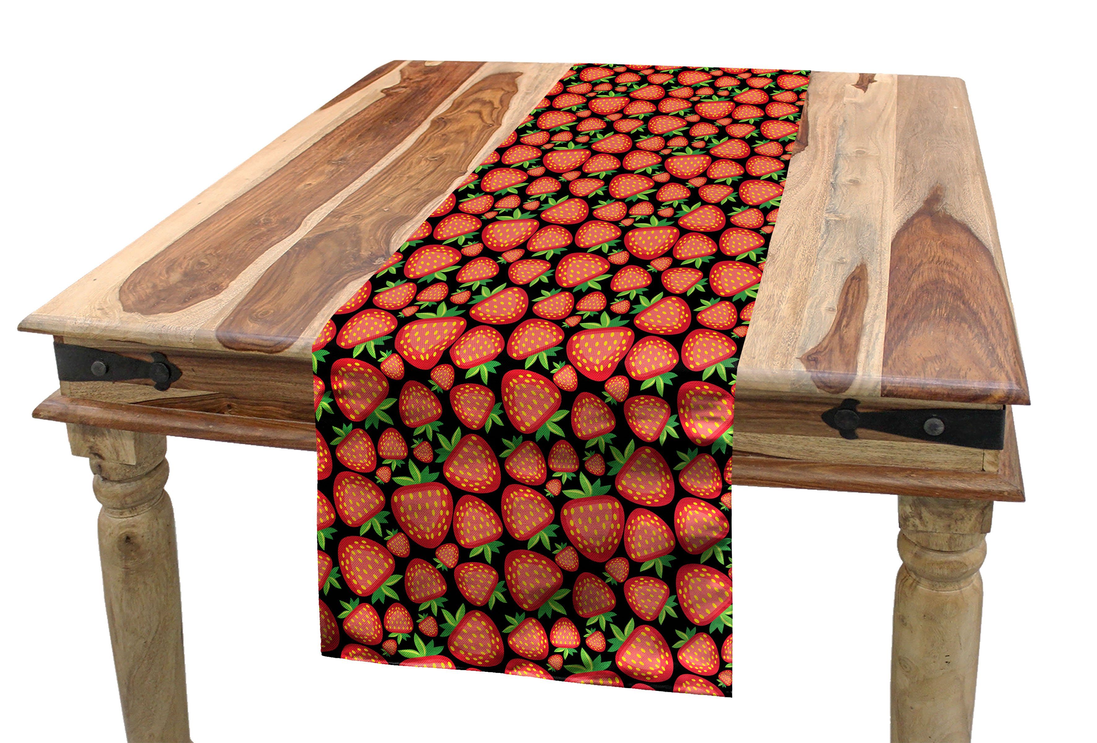 Abakuhaus Tischläufer Frucht Küche Tischläufer, Reife Erdbeere Tropical Dekorativer Rechteckiger Esszimmer