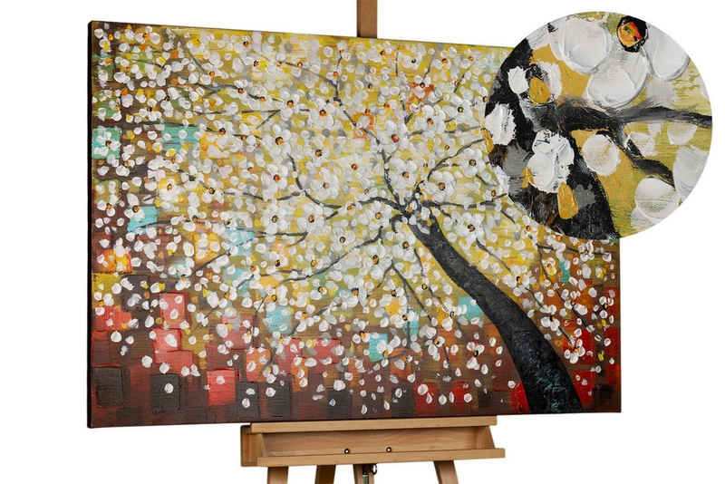KUNSTLOFT Gemälde Zauber im Baumwipfel 120x80 cm, Leinwandbild 100% HANDGEMALT Wandbild Wohnzimmer