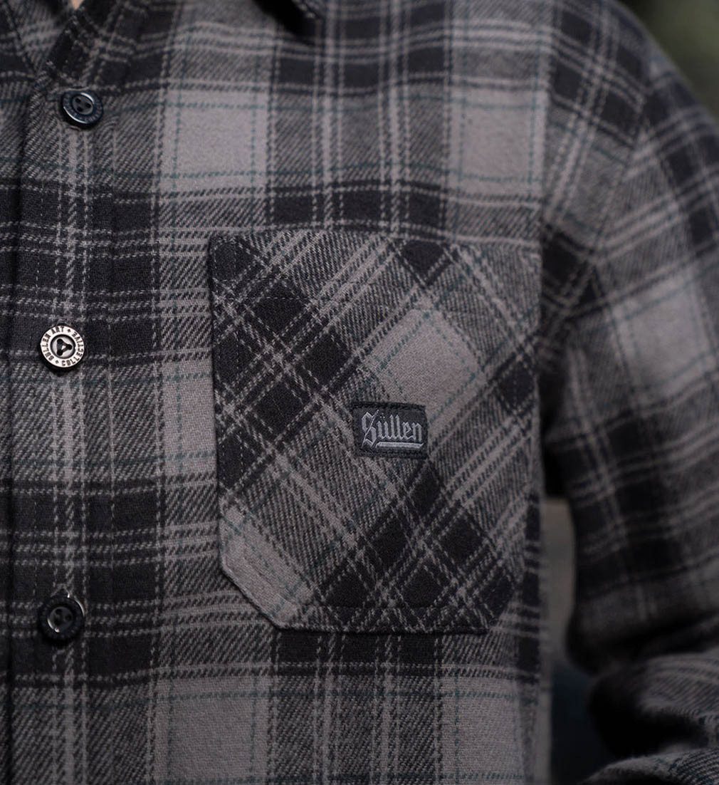 Sullen Clothing Langarmhemd Buckhead Flannel Shirt Holzfällerhemd Kariert Grau