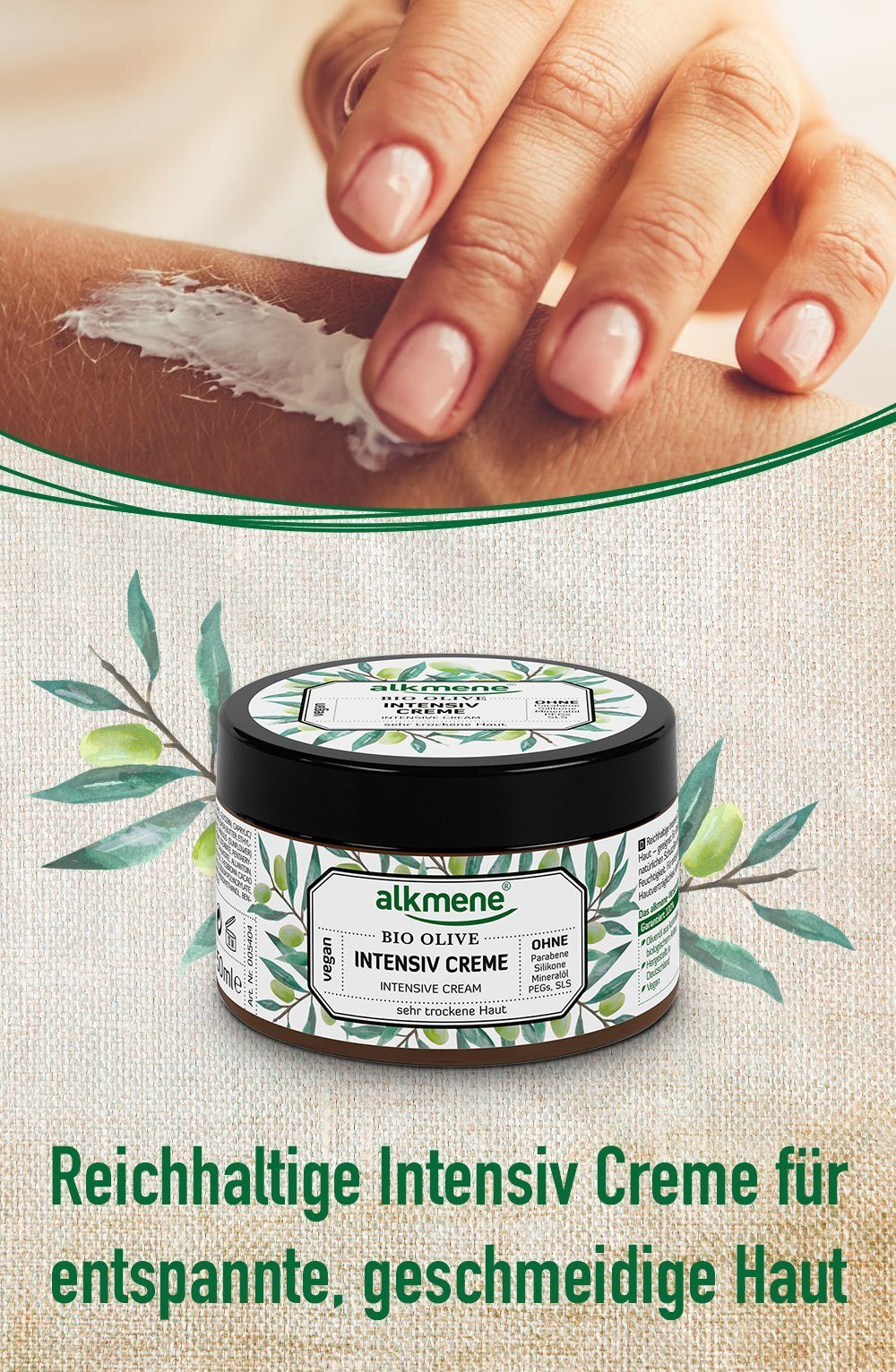 alkmene Hautpflege-Set Intensiv Creme & Bio 2-tlg. Olive Gesichtscreme, & Gesichtscreme Körpercreme 
