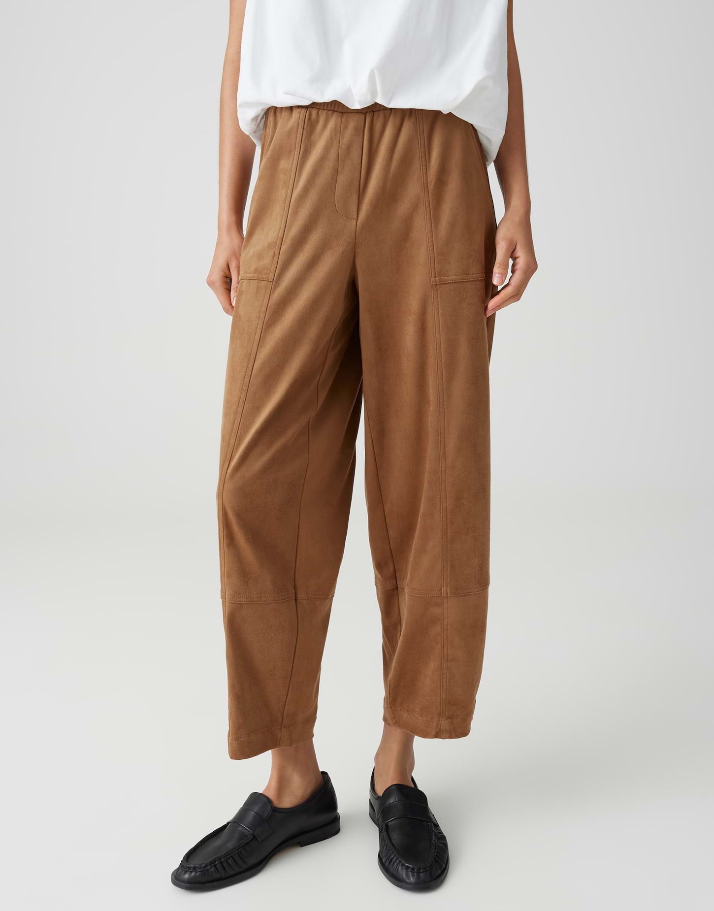 OPUS Lederhose MYHA BARREL VELOURS City Pants mit Komfortbund authentische Teilungsnähte