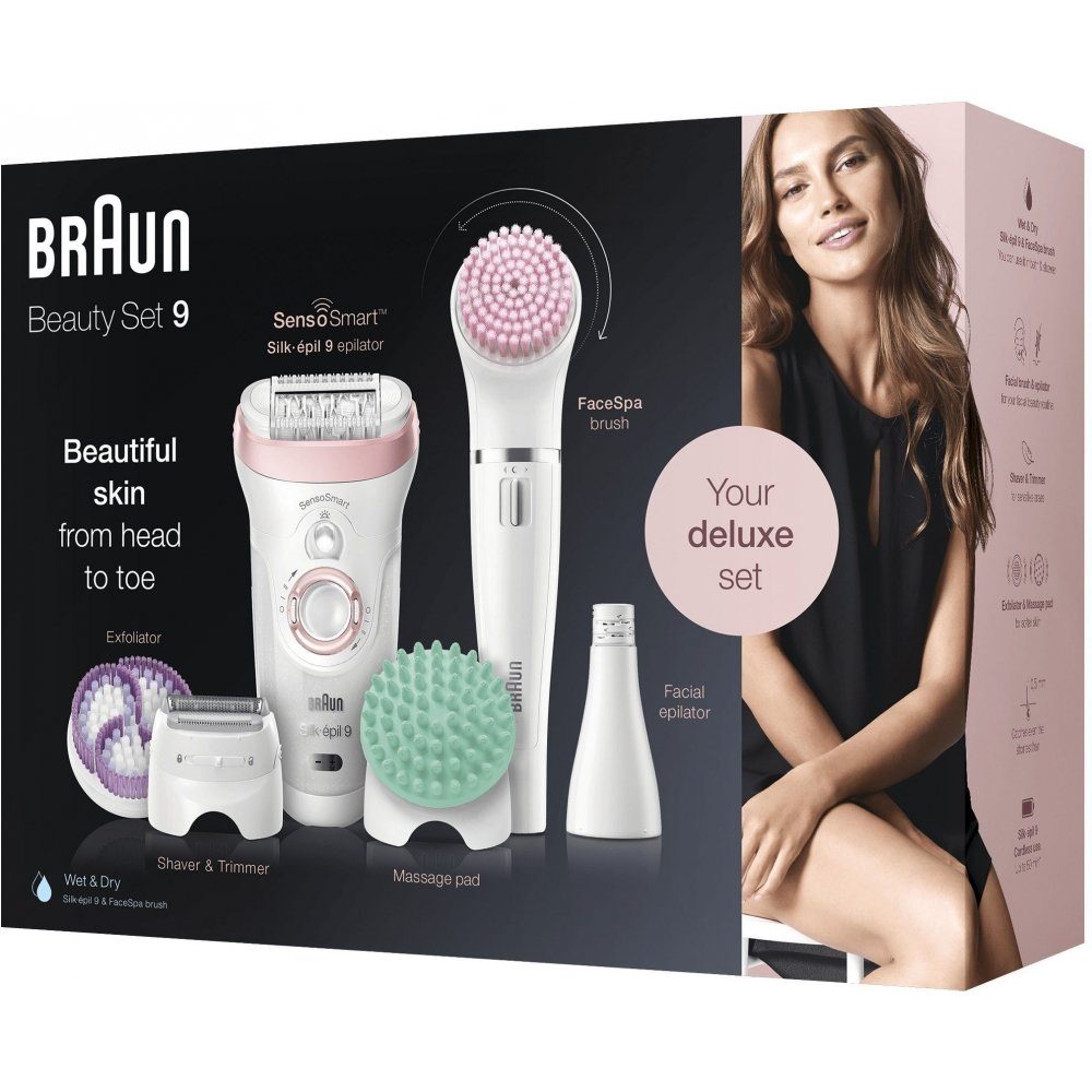 Braun Epilierer Silk-épil 9-995 SensoSmart Beauty Set 9 - Epiliergerät - weiß/roségold