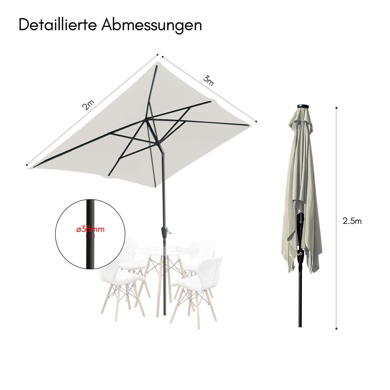 Clanmacy Sonnenschirm Sonnenschirm Rechteckig,Kurbel,Knickbar,Eisen,neigbar günstig online kaufen