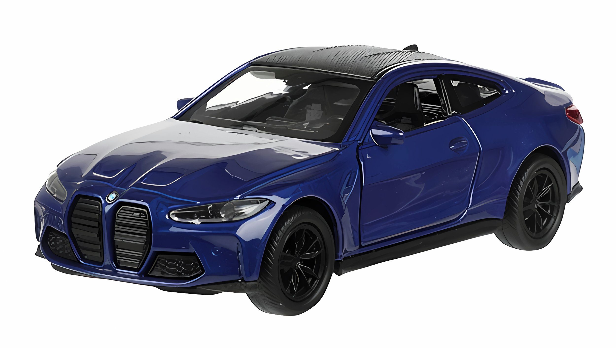 Welly Modellauto BMW M4 Modellauto 11,7cm aus Metall Modell Auto 20 (Blau-Metallic), Spielzeugauto Spielzeug Kinder Geschenk