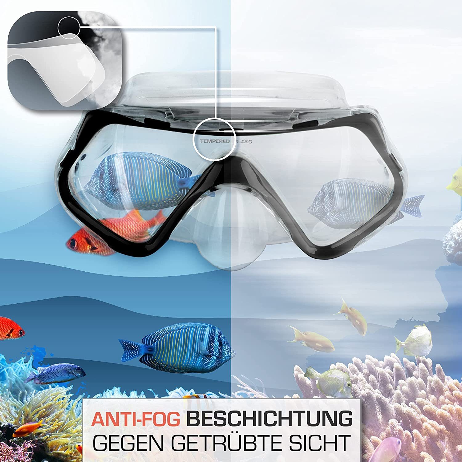 Tauchmaske Schnorchelset Taucherbrille Anti-Leck Taucherbrille Erwachsene Anti-Fog GelldG &