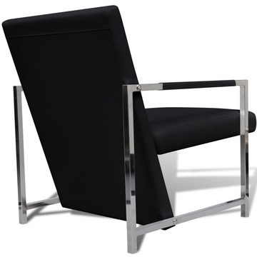 vidaXL Sessel Sessel 2 Stk. Verchromtes Gestell Schwarz Kunstleder (2-St)