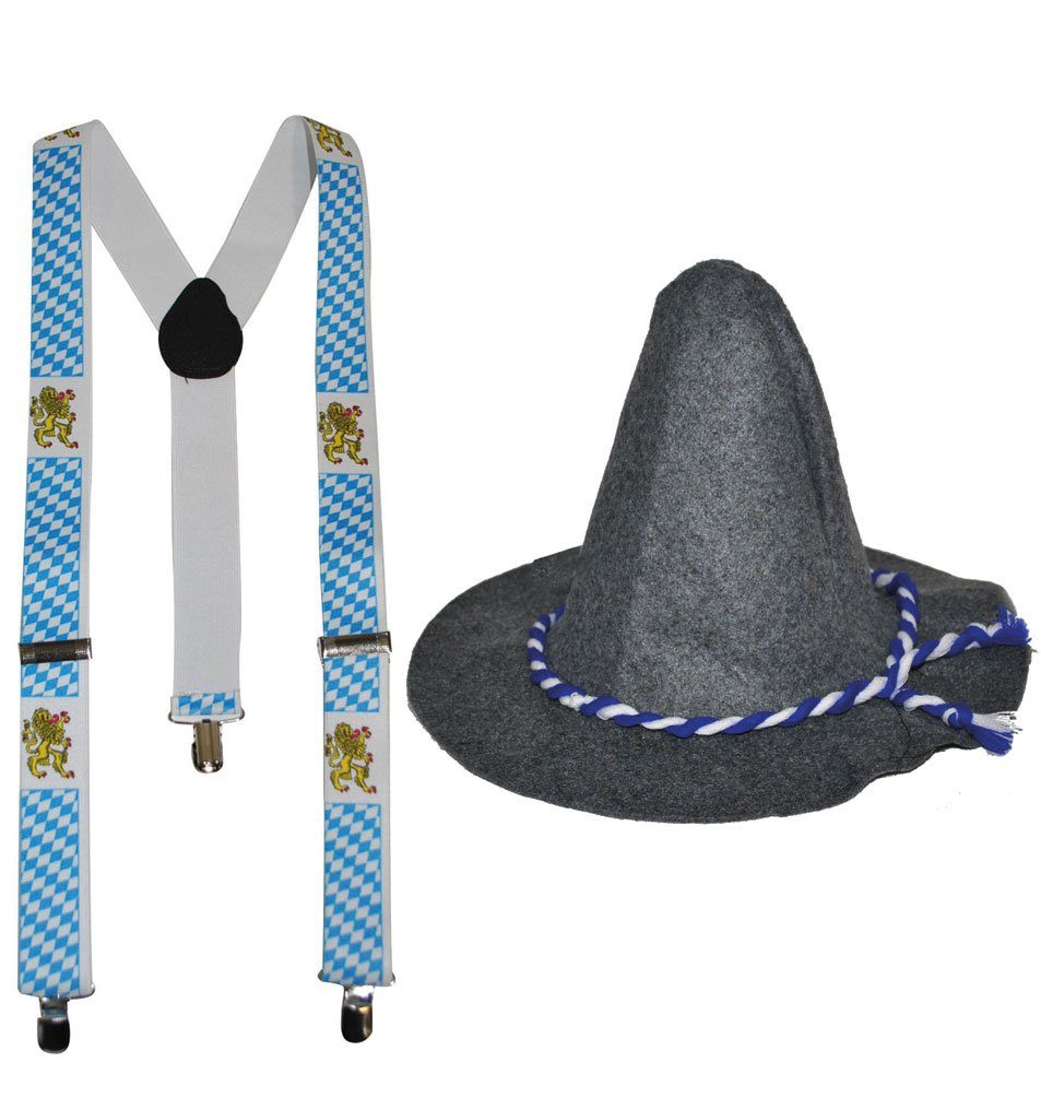 Karneval-Klamotten Kostüm Oktoberfest Hut Bayern mit Hosenträger Bayern, Ac günstig online kaufen