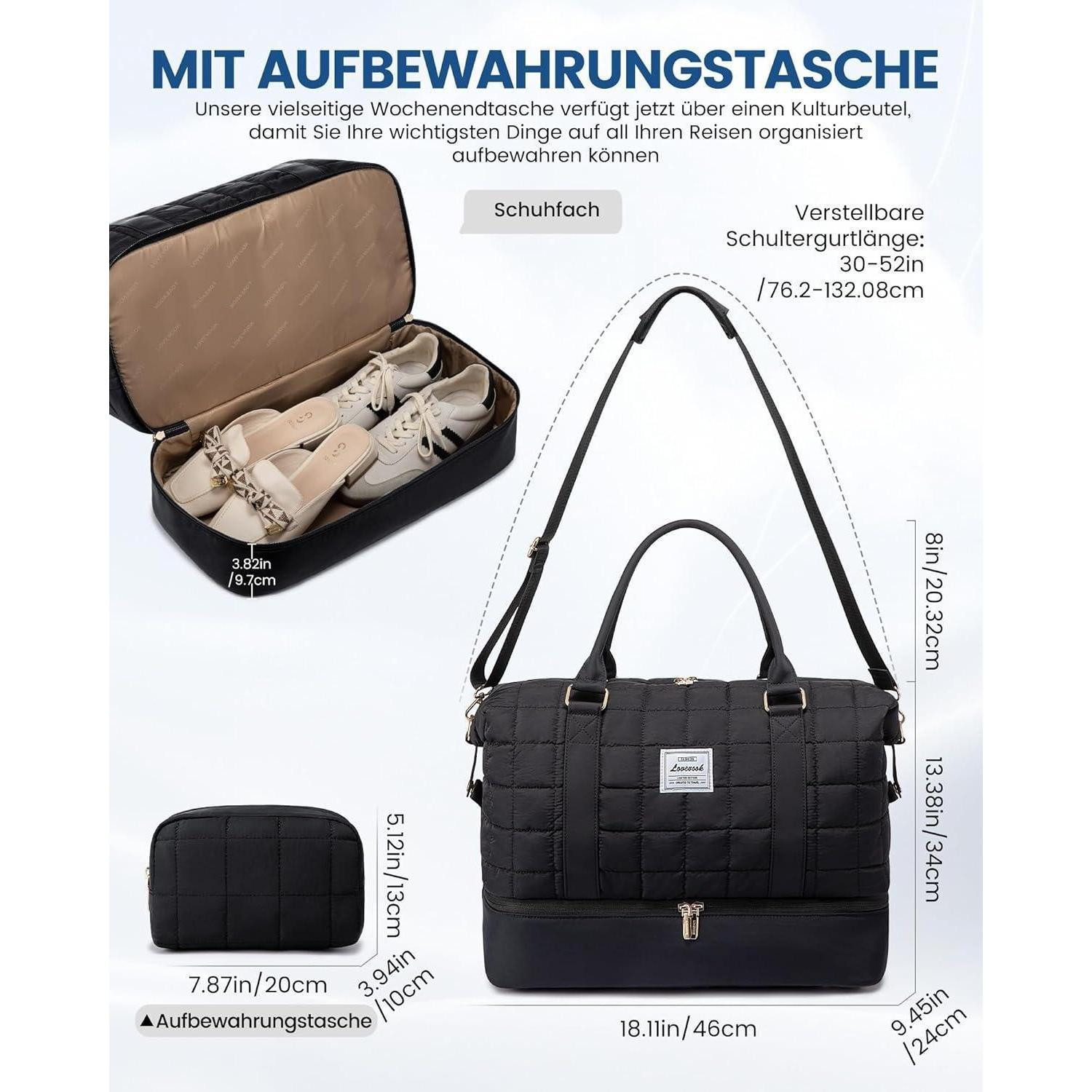 LuxusKollektion Weekender Leichte Reisetasche Damen mit Schuhfach & Nassfac günstig online kaufen