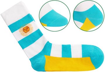 BRUBAKER Socken Herren Fan Socken - Flagge/Fahne - Lustiges Motiv Männer Crew-Socken (One Size Geschenk für Fußball-Fans Fußballer - USA Brasilien Argentinien, 1-Paar) Socken Lustig - Weltmeisterschaft Nationalflagge