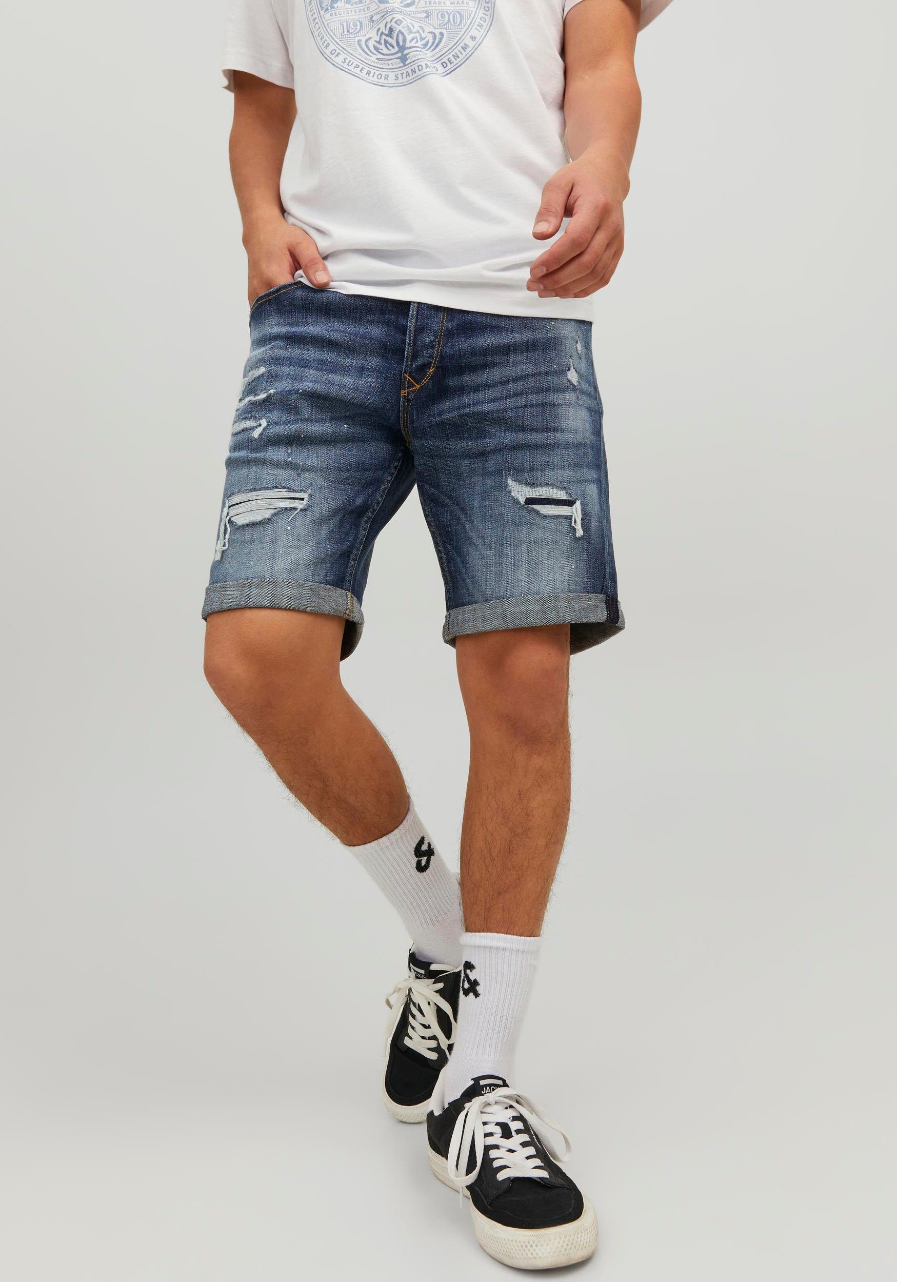 Jack blue 840 GE SHORTS & mit JJBLAIR JJIRICK denim Jones SN Jeansshorts Effekt Destroyed