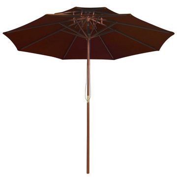 furnicato Sonnenschirm mit Doppeldach und Holzmast Terrakotta-Rot 270 cm