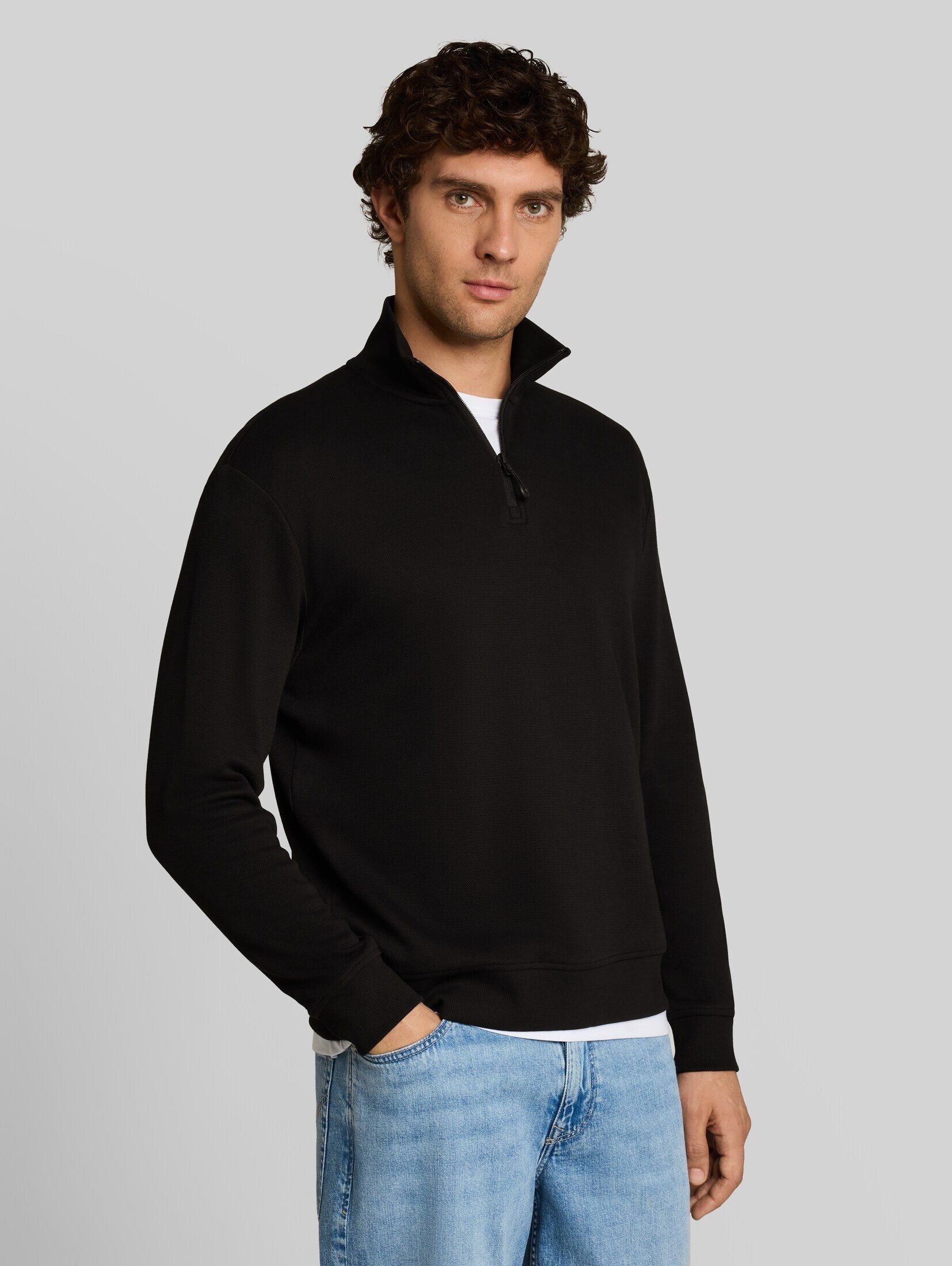 TOM TAILOR Denim Sweatshirt Strick & Sweatshirts Relaxed Fit Troyer Sweatshirt